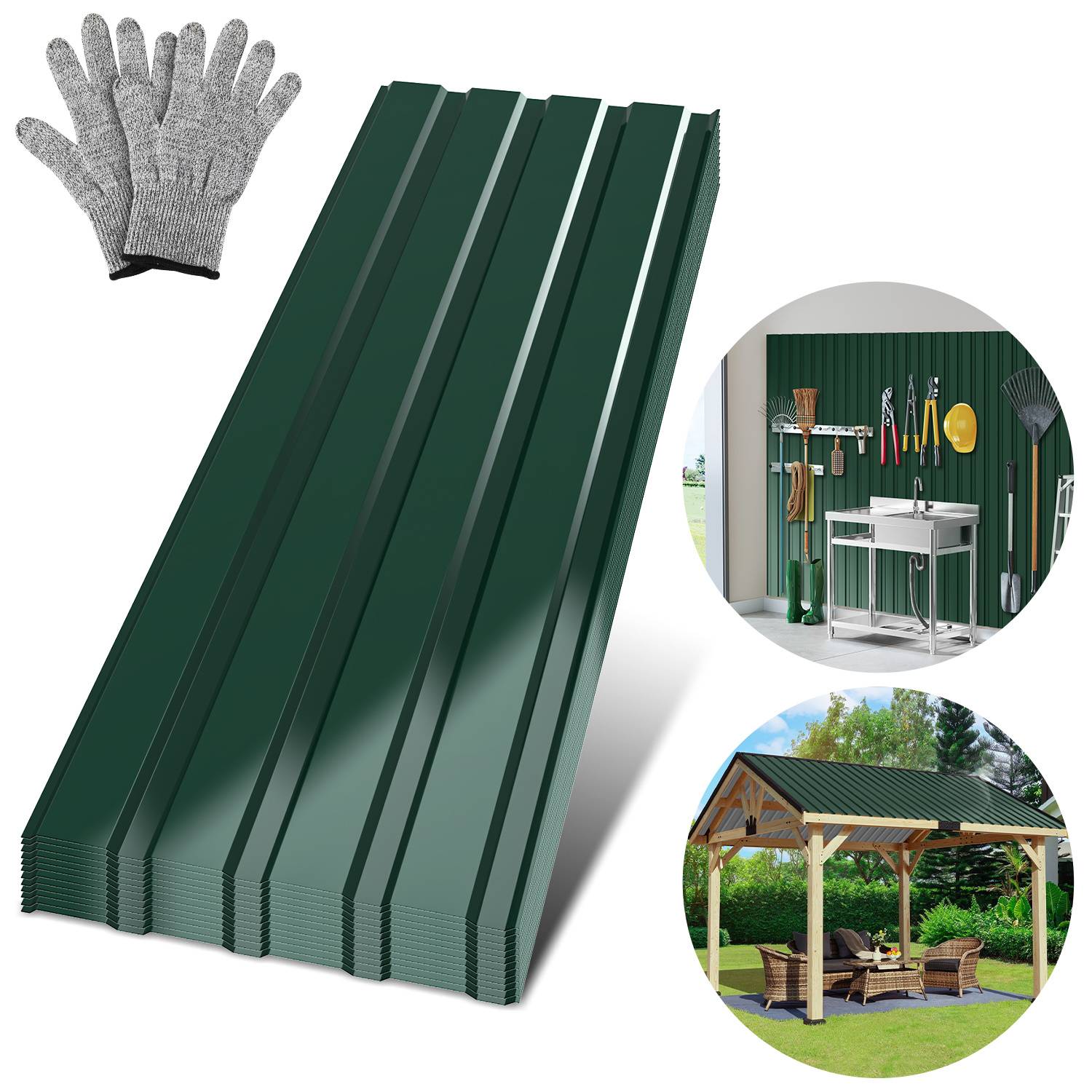 24er Trapezblech Dachplatten Anthrazit 155x45 cm, verzinkte Profilbleche für Carport, Halle & Gartenhaus