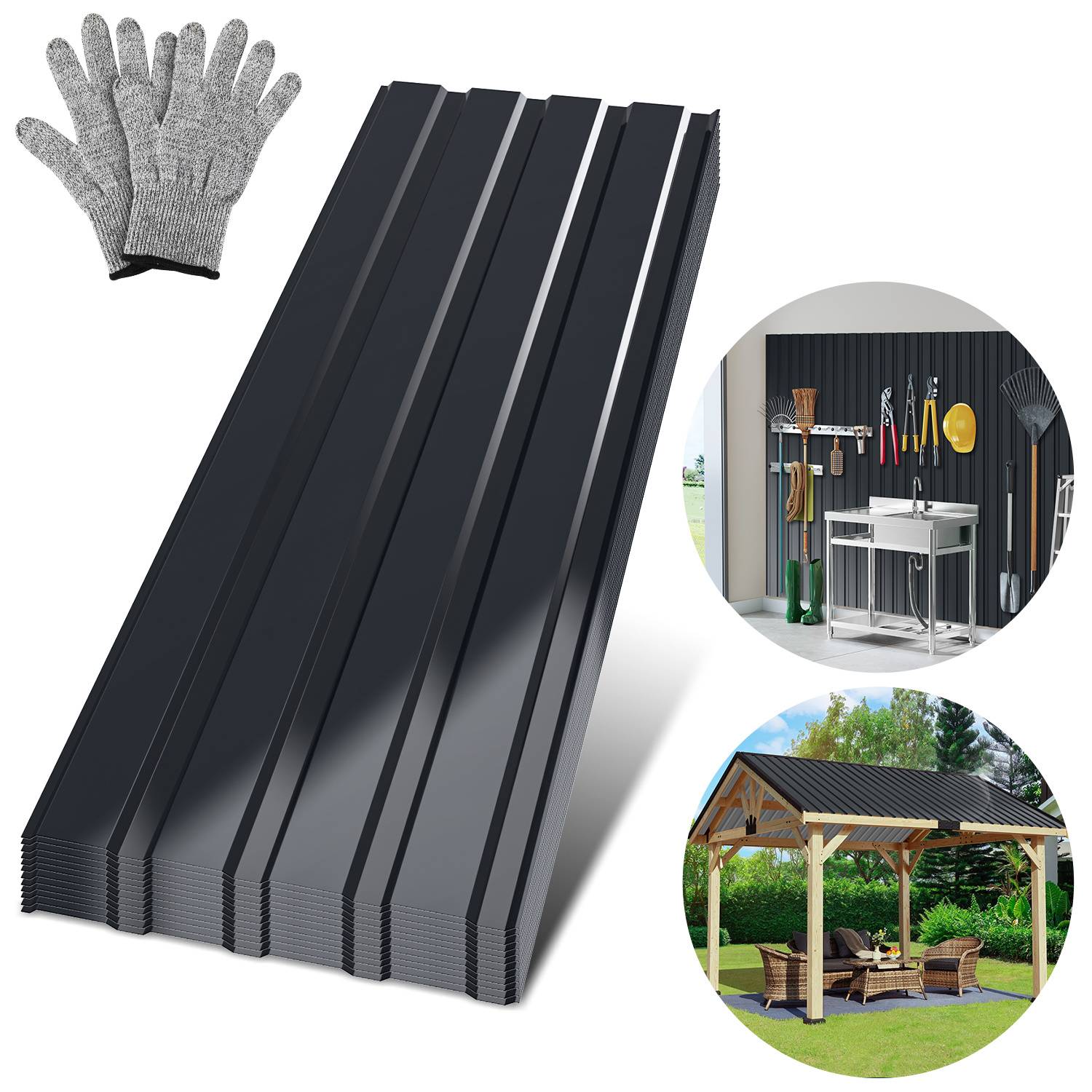 24er Trapezblech Dachplatten Grün 155x45 cm, verzinkte Profilbleche für Carport, Schuppen & Halle