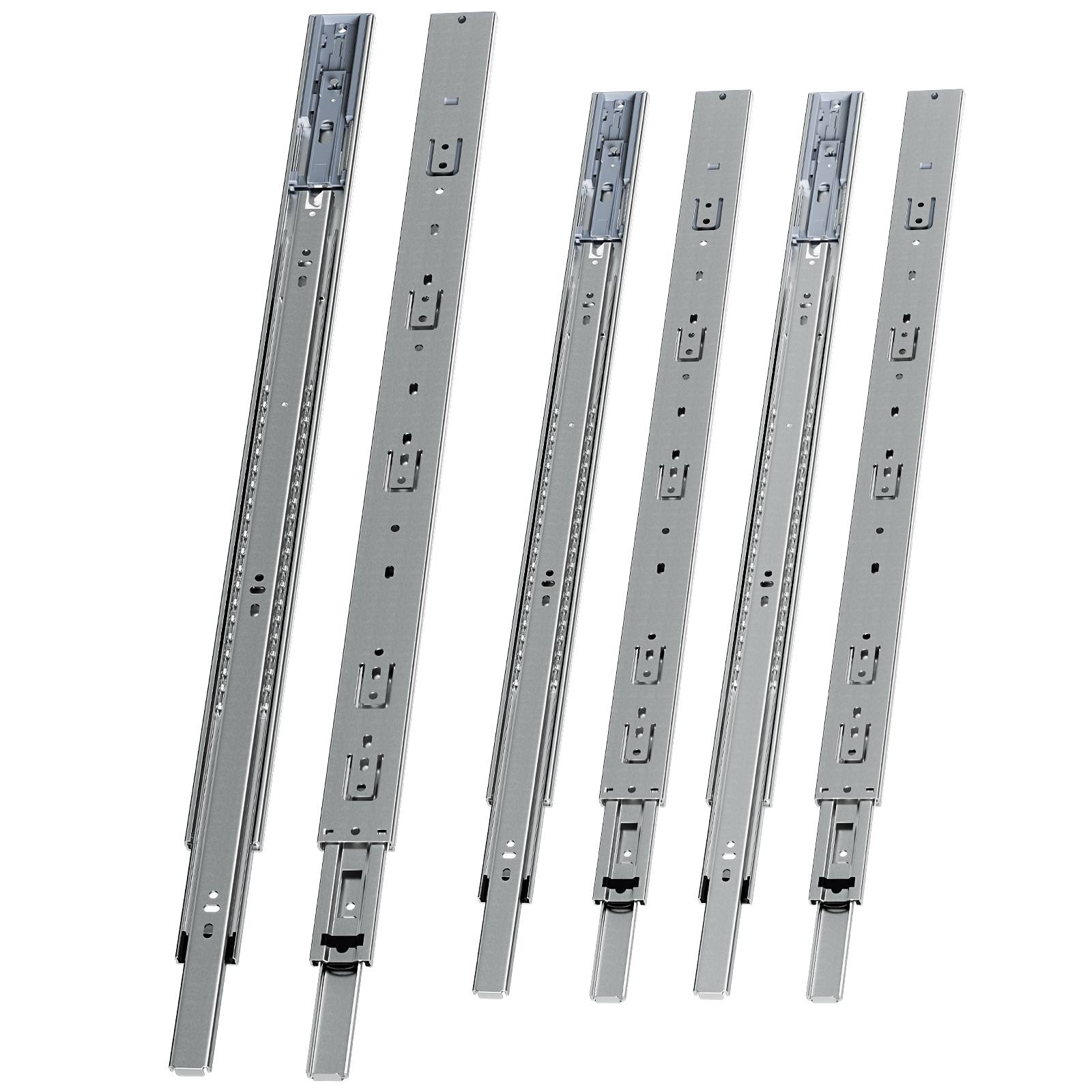 3 Paar Schubladenschienen 650 mm mit Dämpfung, Vollauszug 3-teilig, leise kugelgelagerte Auszüge für Möbel und Schubladen