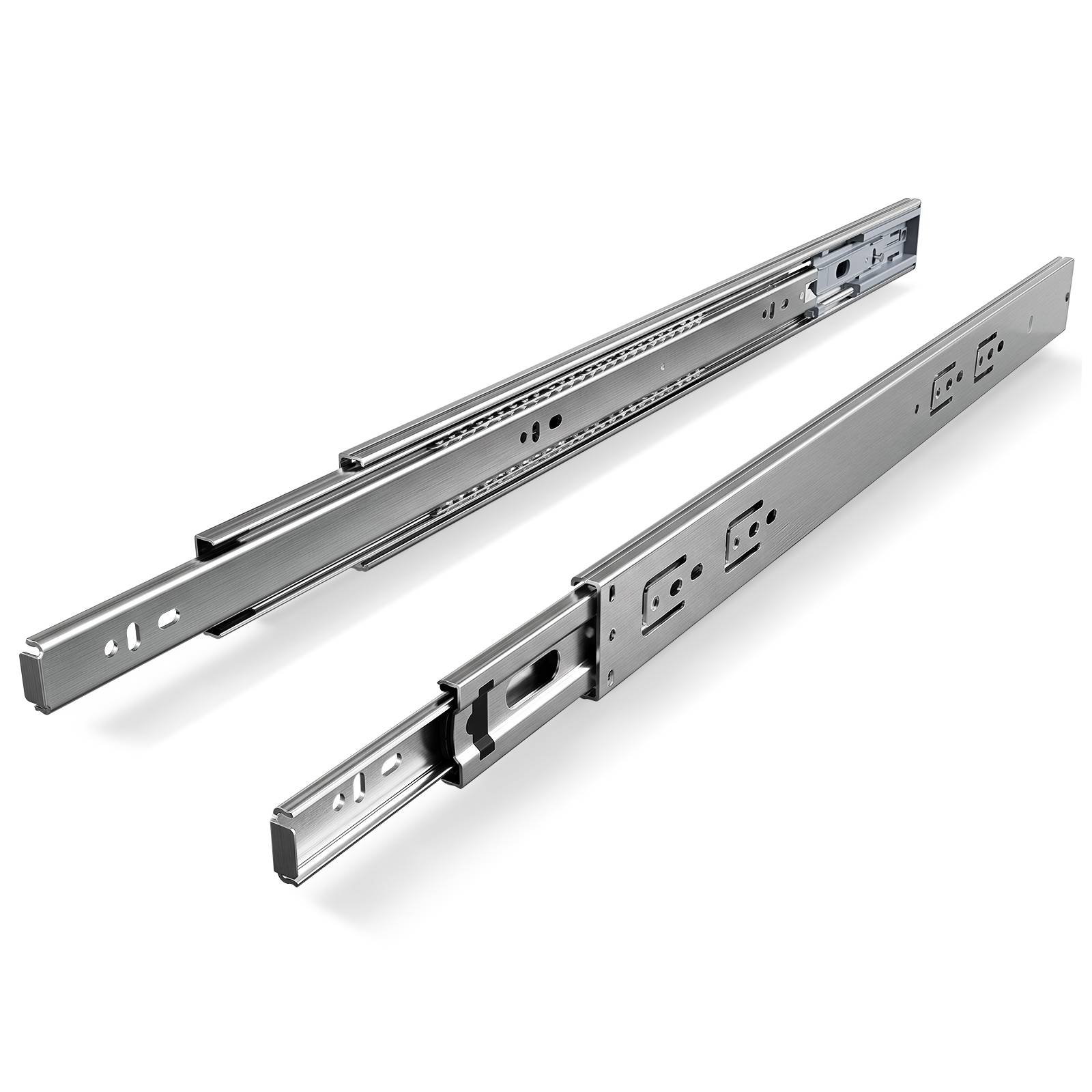 10 Paar Schubladenschienen 550 mm Vollauszug, 3-teilig, Softclose mit Selbsteinzug, 45 kg Tragkraft, Schubladenauszug aus Stahl
