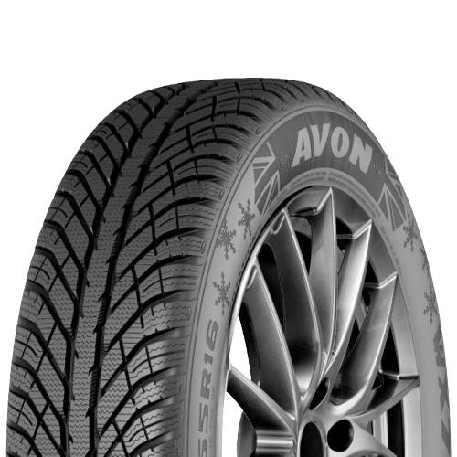 Großaufnahme eines Autoreifens mit einer Leichtmetallfelge, beschriftet mit „AVON