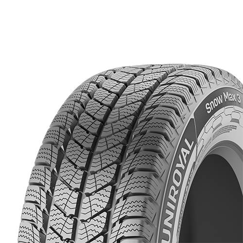 Nahaufnahme eines Niroyal Snow Max 3 Winterreifenprofils vor schwarzem Hintergrund.