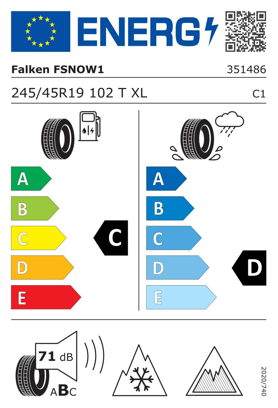 FALKEN Winterreifen 245/45 R19 TL 102T WINTERPEAK F-SNOW 1 XL MFS NORDIC COMPOUND BSW M+S 3PMSF