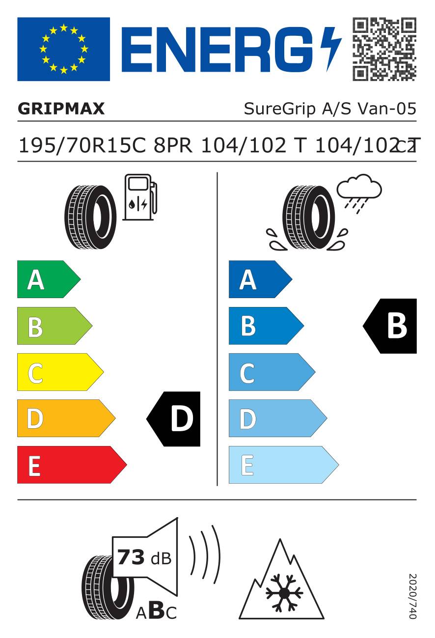 GRIPMAX Ganzjahresreifen 195/70 R15 TL 104/102T SUREGRIP A/S VAN C 8PR BSW M+S 3PMSF