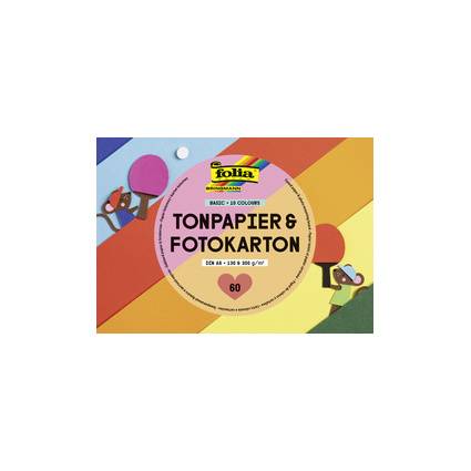 folia Tonpapier- und Fotokarton-Block BASIC, A6, 60 Blatt