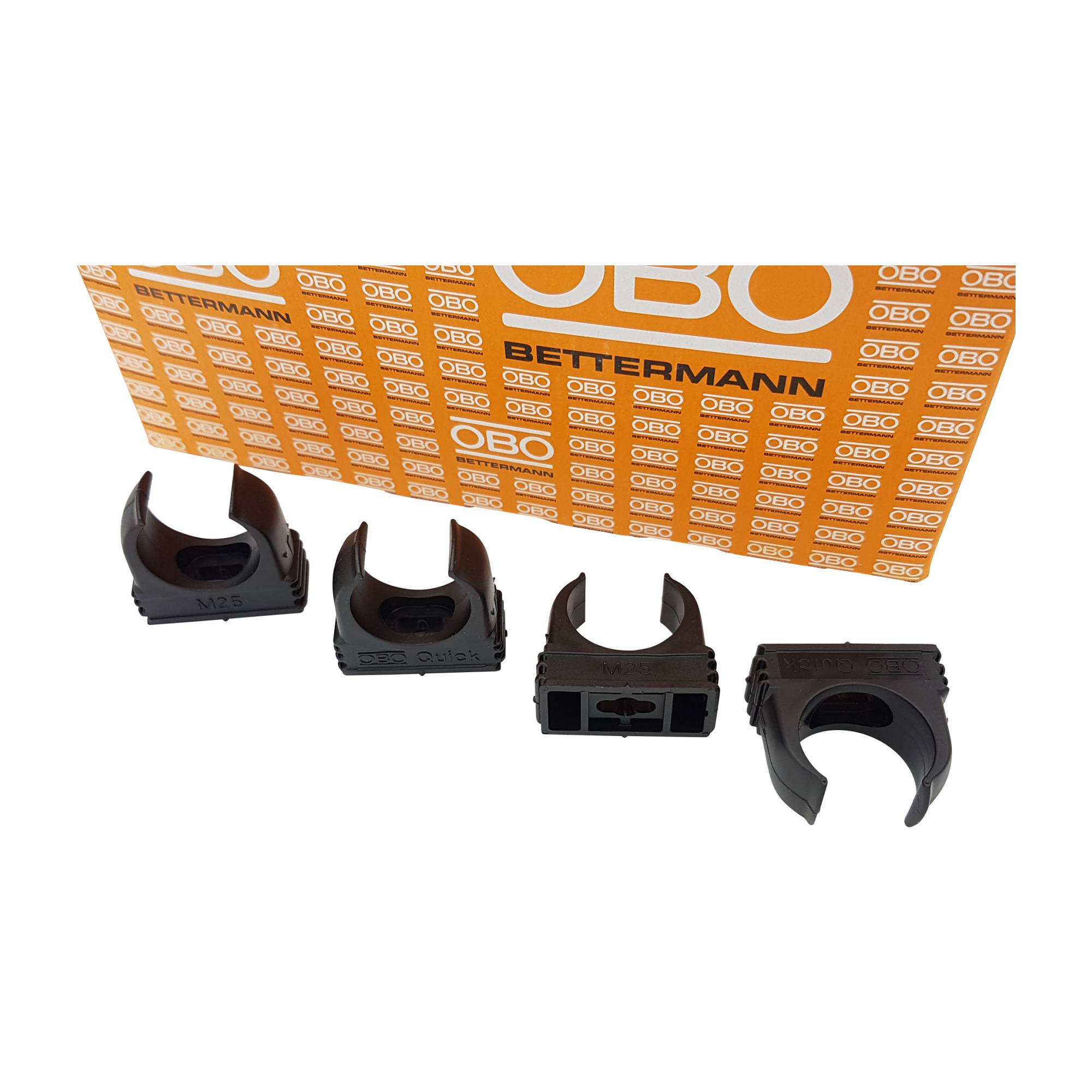 200 Stück OBO Bettermann Quickschellen Rohrschellen M25 schwarz