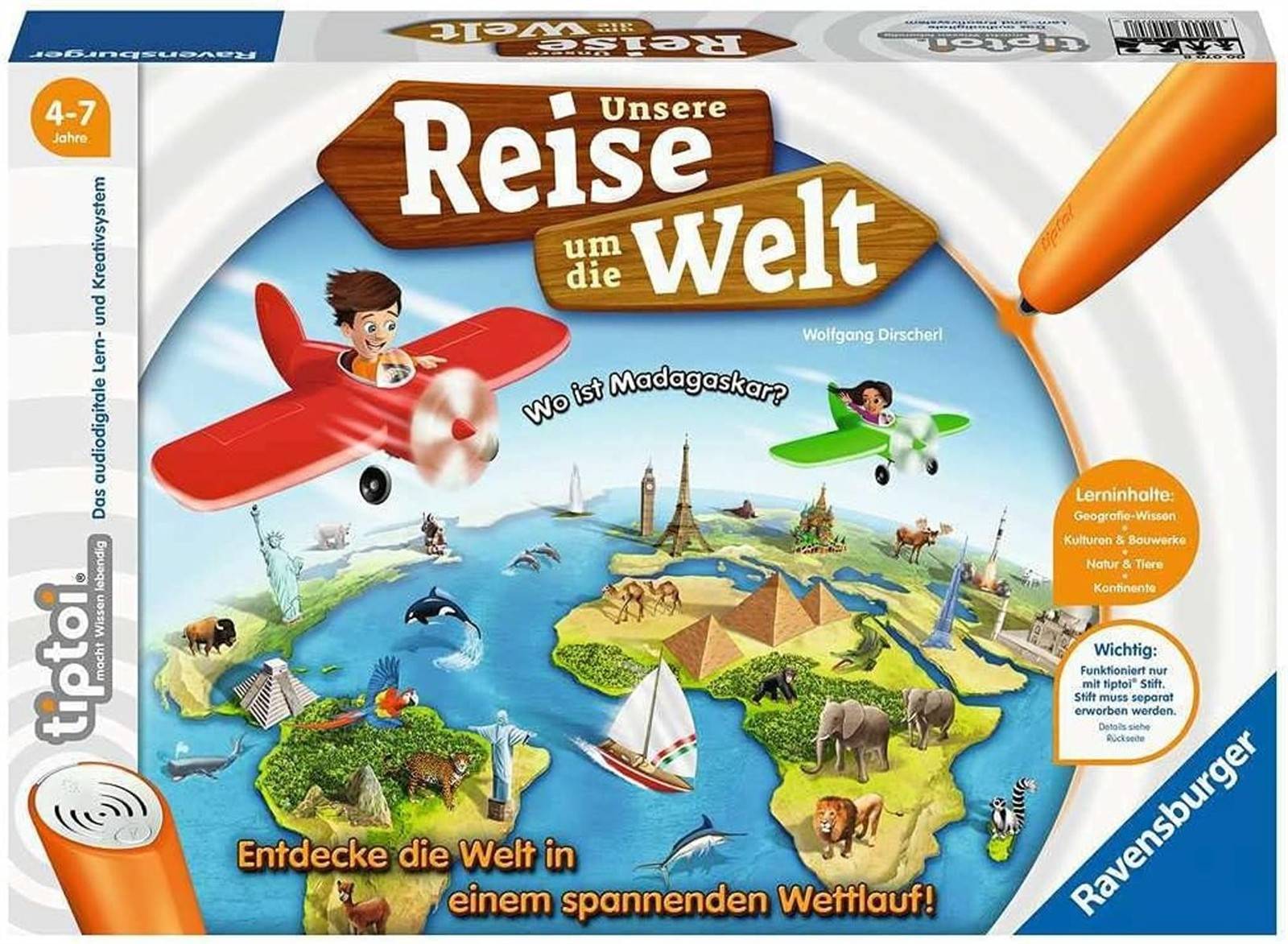 Ravensburger tiptoi Spiel 00070 Unsere Reise um die Welt 4+ für 1-4 Spieler