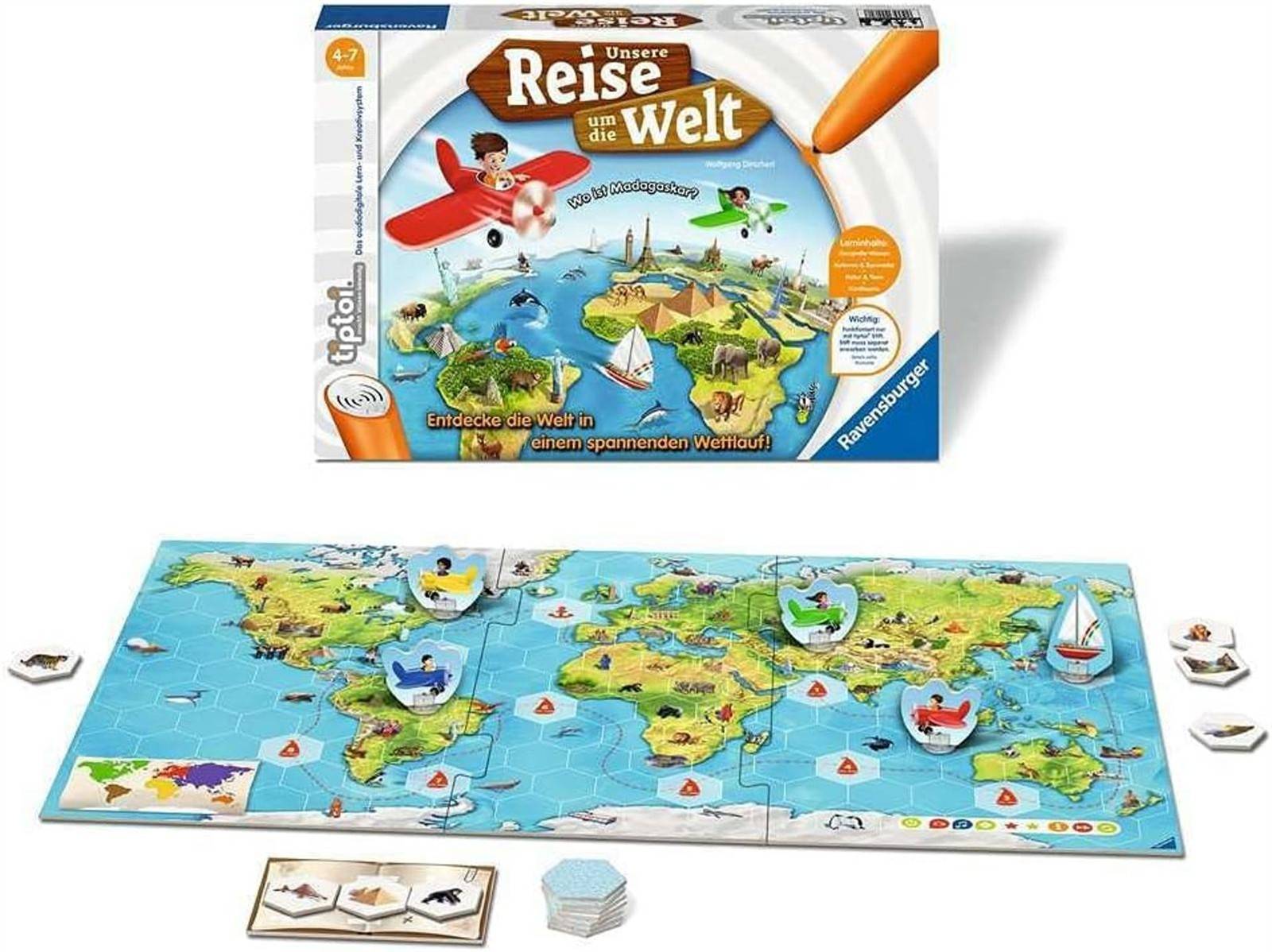 Ravensburger tiptoi Spiel 00070 Unsere Reise um die Welt 4+ für 1-4 Spieler