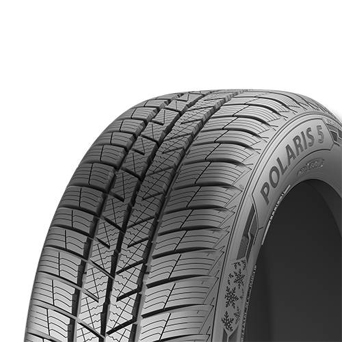 Eine Nahaufnahme eines Autoreifenprofils mit dem Wort „POLARIS 5