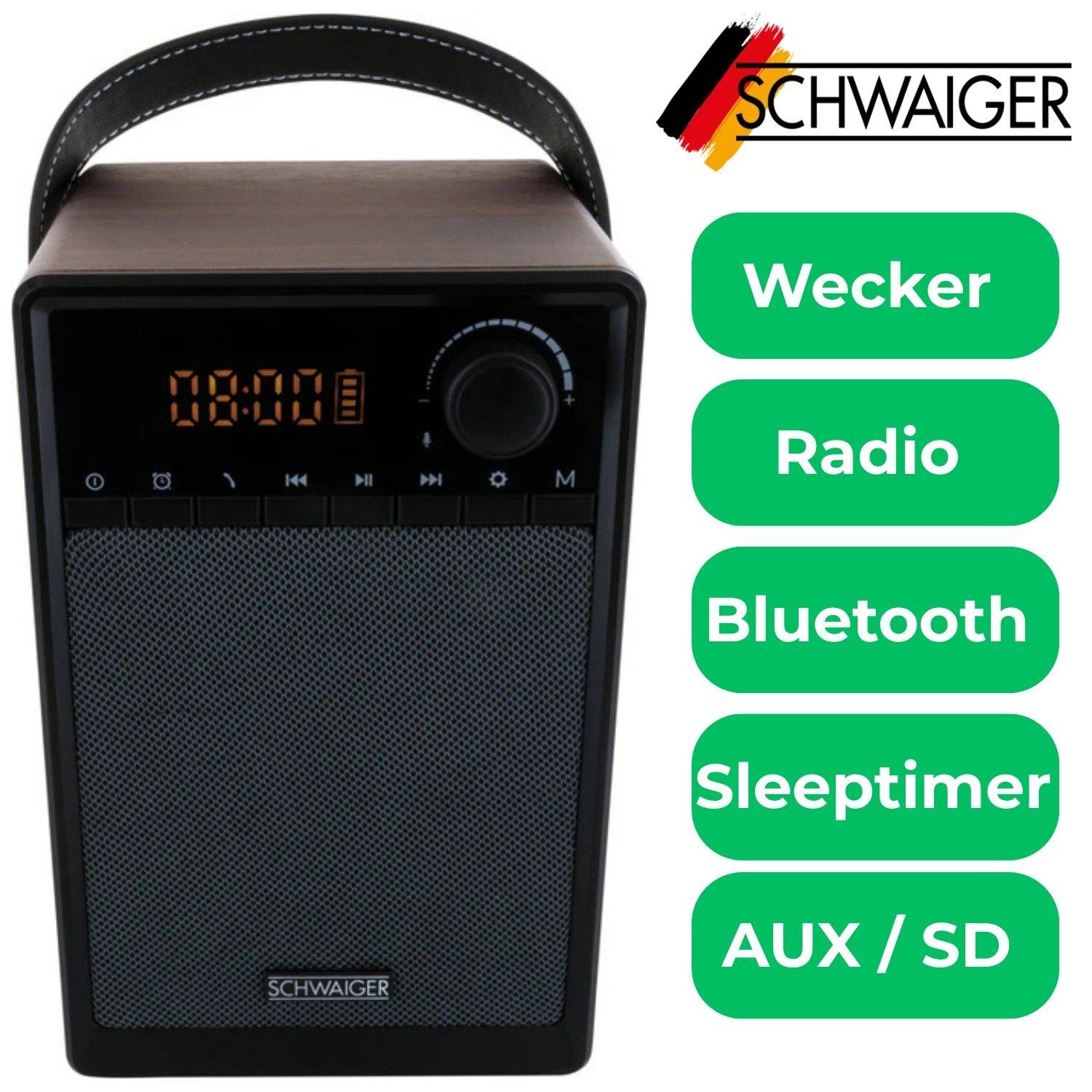 Radiowecker tragbar mit Bluetooth Lautsprecher AUX