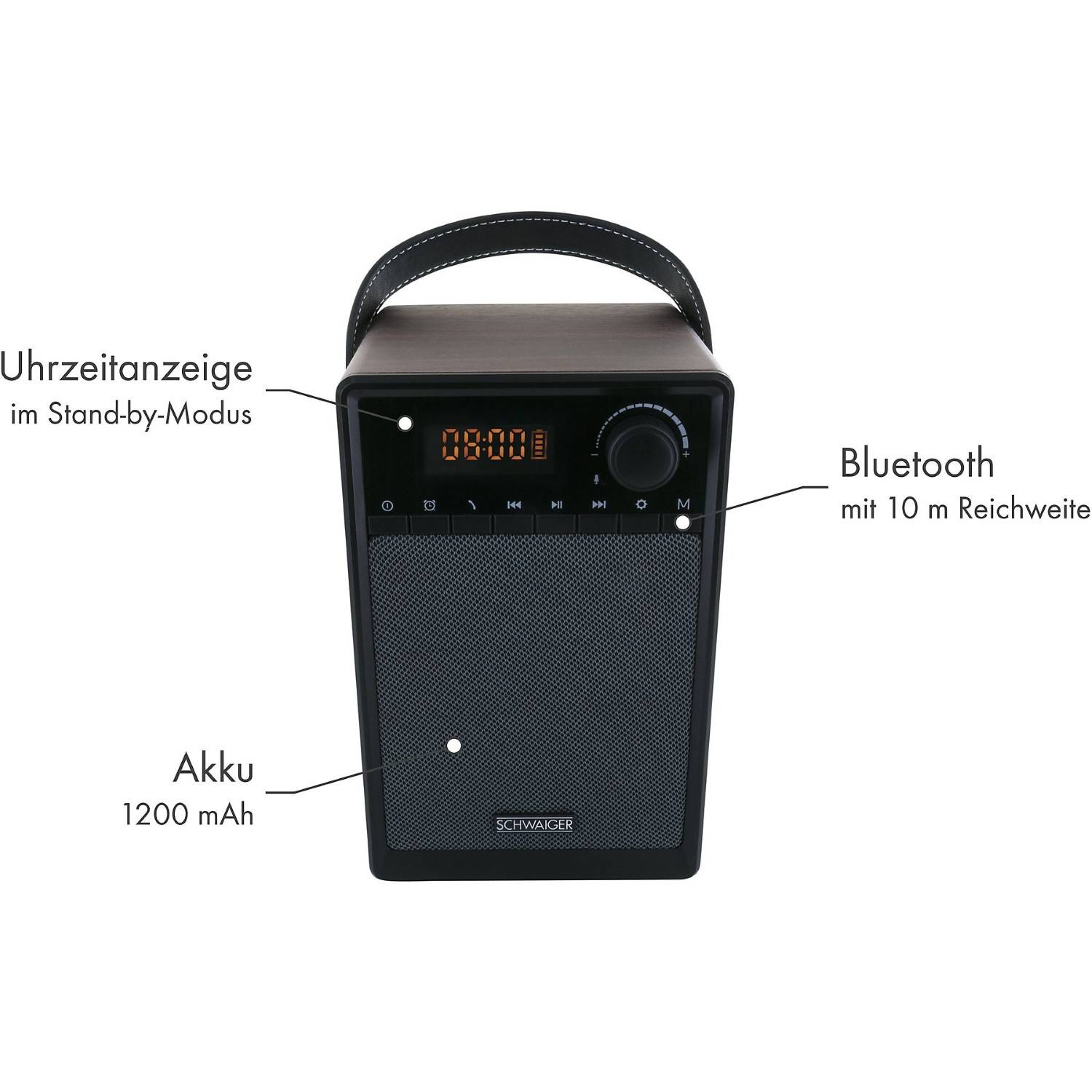 Radiowecker tragbar mit Bluetooth Lautsprecher AUX