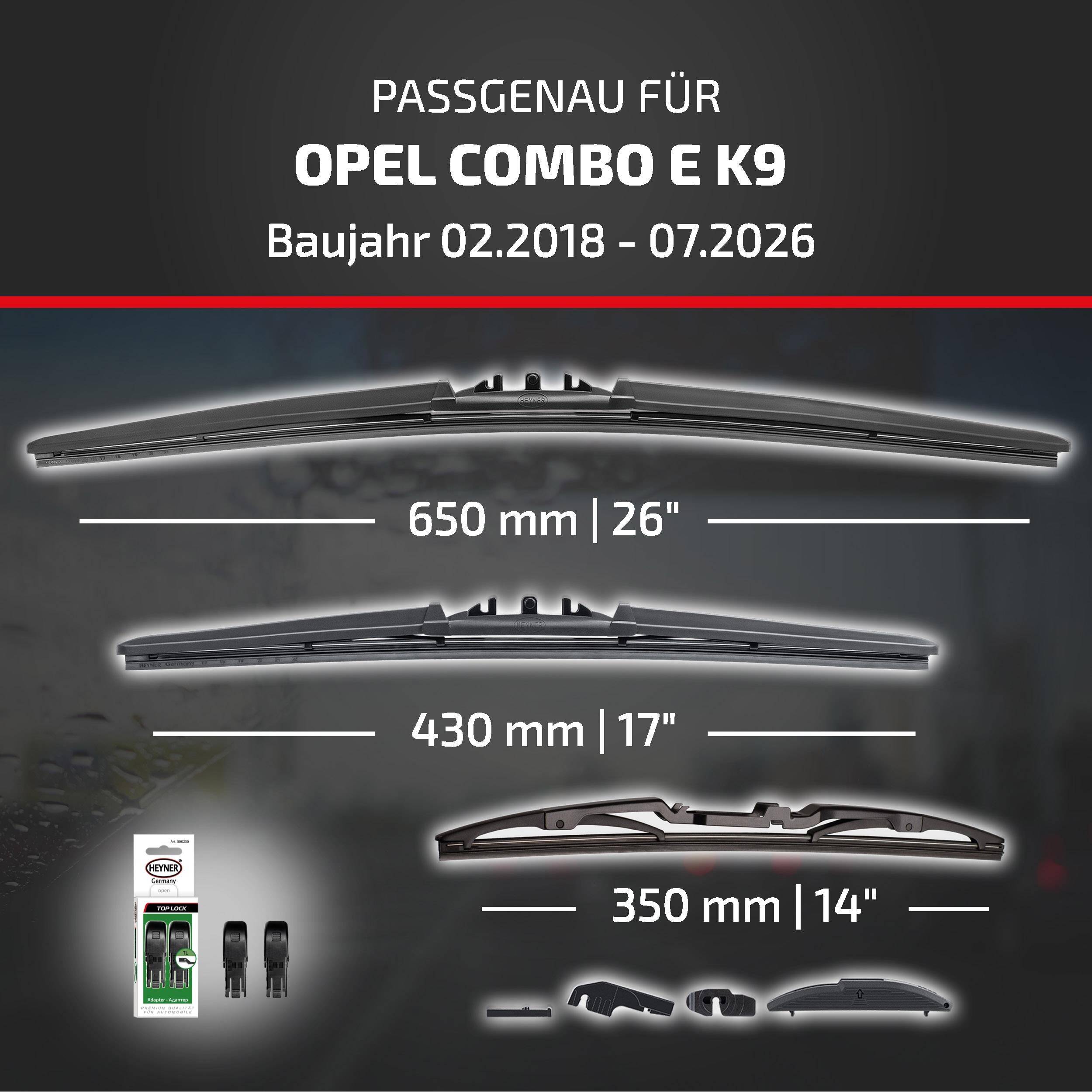 HEYNER® Scheibenwischer Komplettset für OPEL COMBO E