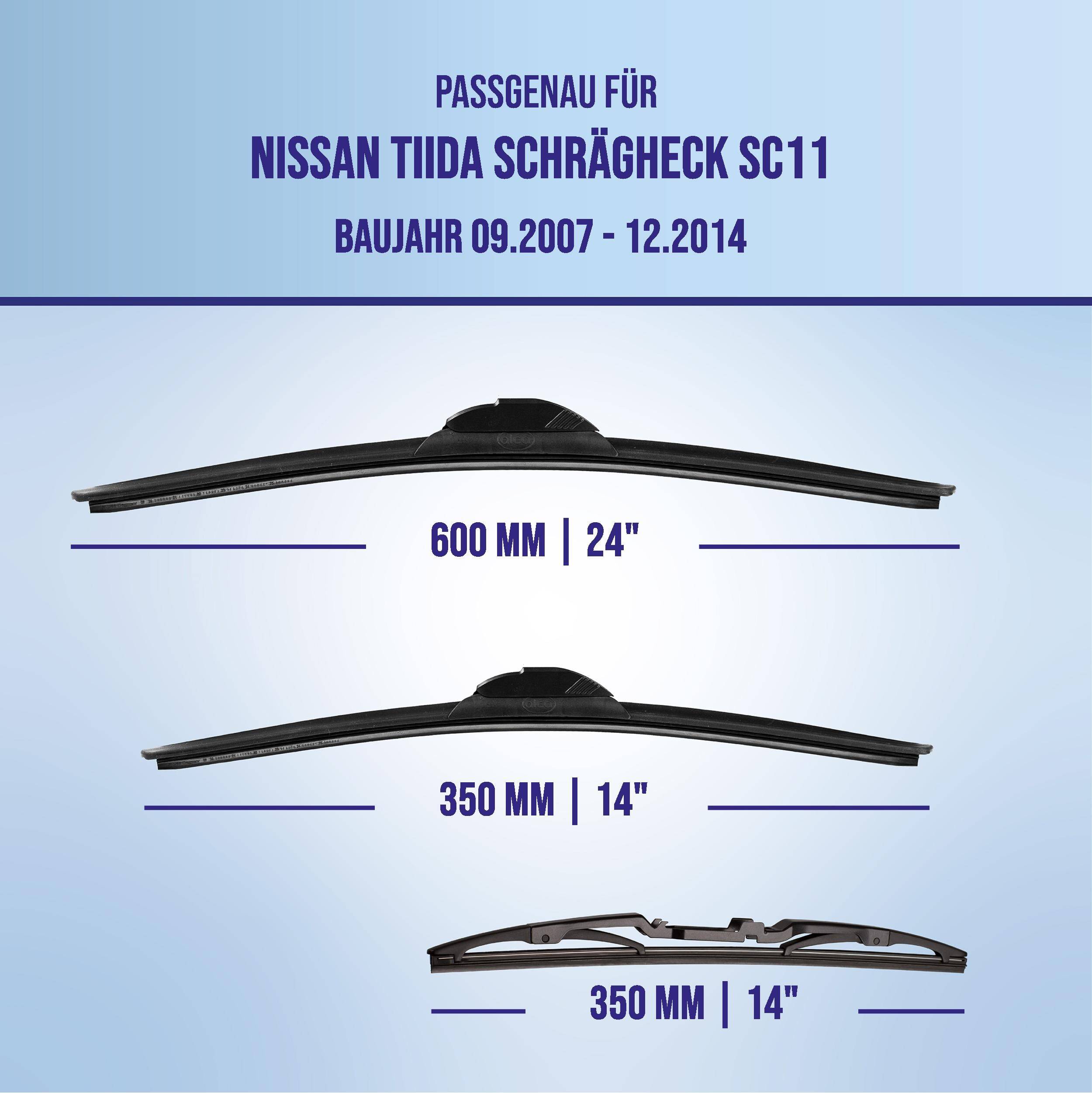 alca® Scheibenwischer Komplettset für NISSAN TIIDA Schrägheck 09.2007 - 12.2014, SUPER FLAT