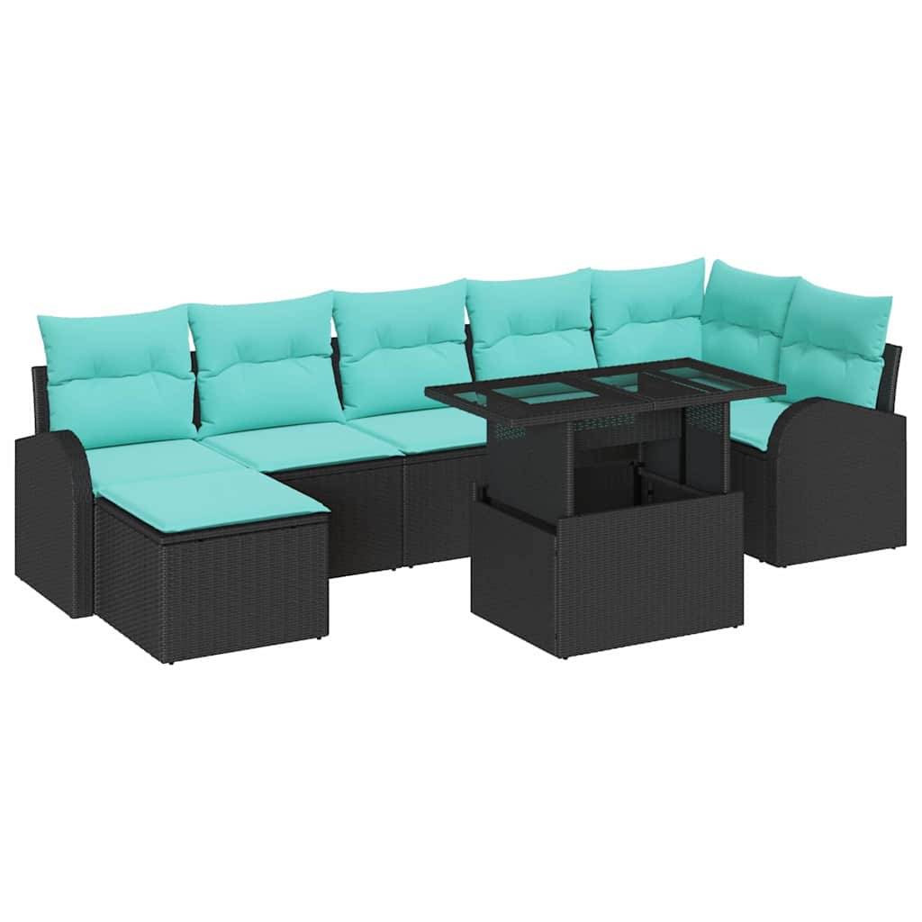 vidaXL Gartensofa-set mit Kissen 8 pcs Schwarz Poly Rattan