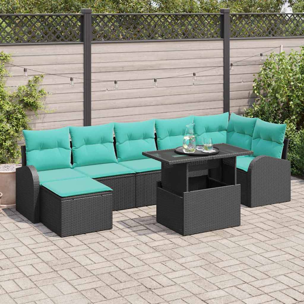 vidaXL Gartensofa-set mit Kissen 8 pcs Schwarz Poly Rattan