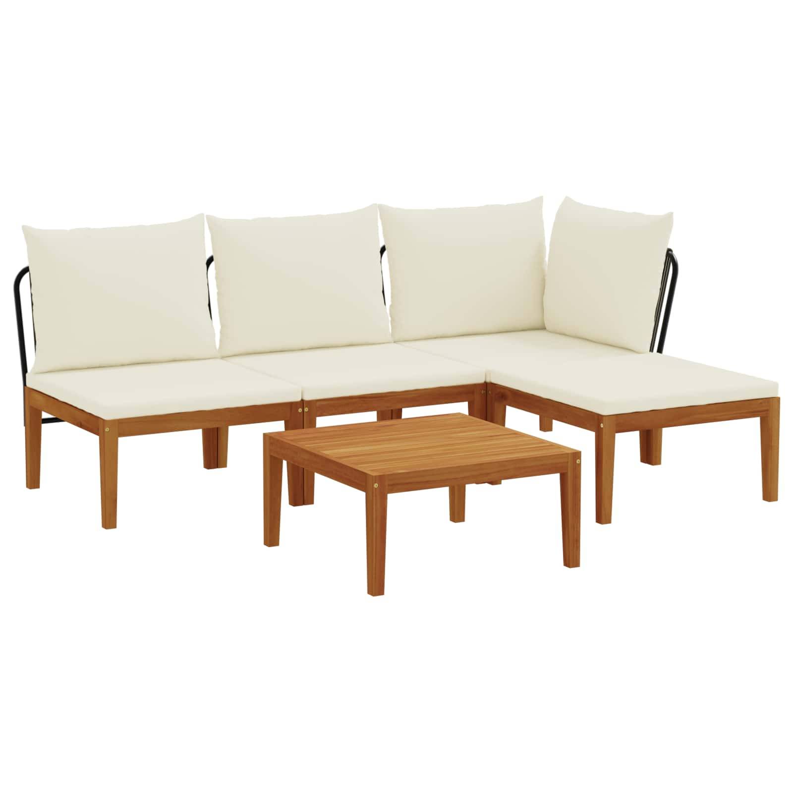 vidaXL 5 pcs Massives Akazienholz & Seil Natur