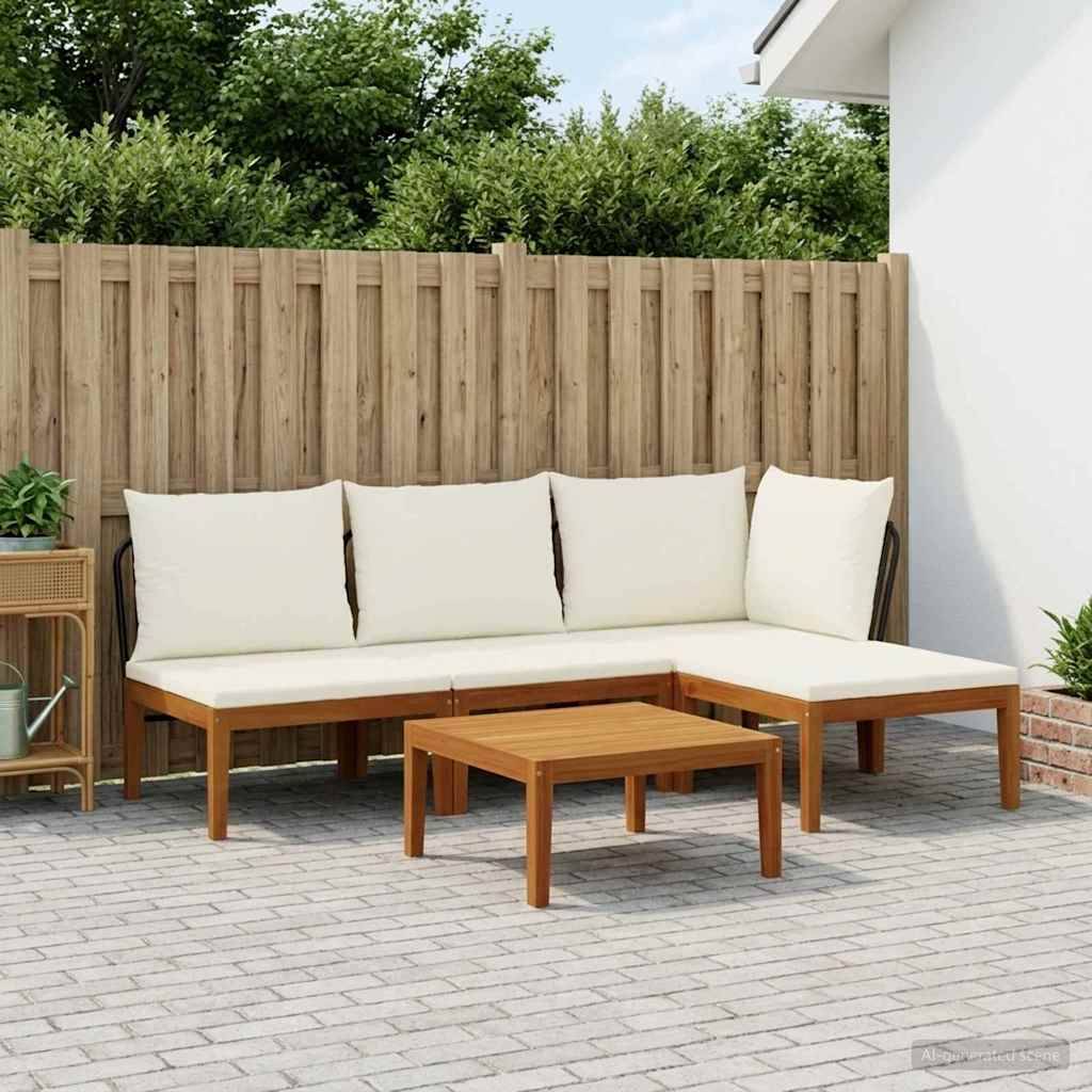 vidaXL 5 pcs Massives Akazienholz & Seil Natur