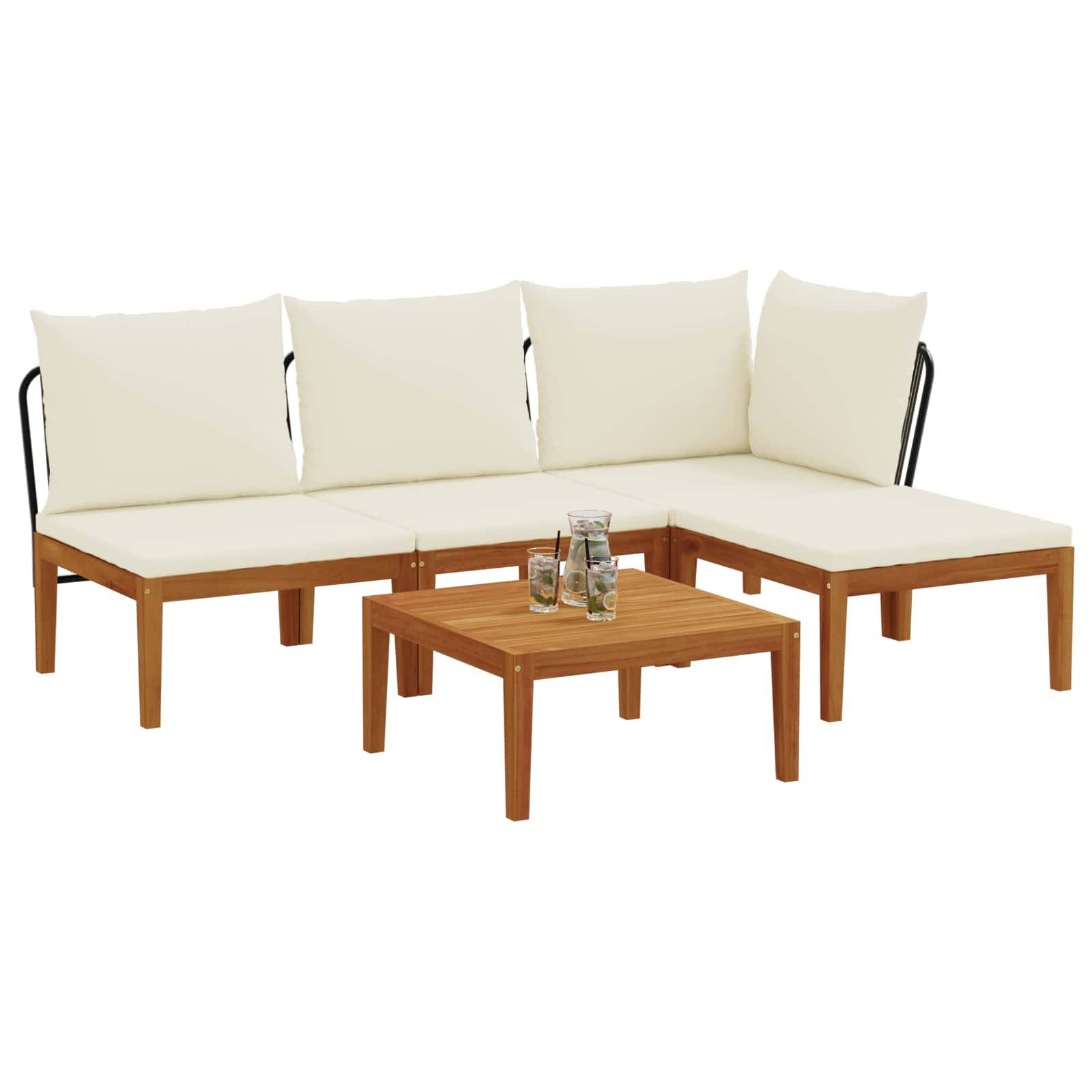 vidaXL 5 pcs Massives Akazienholz & Seil Natur