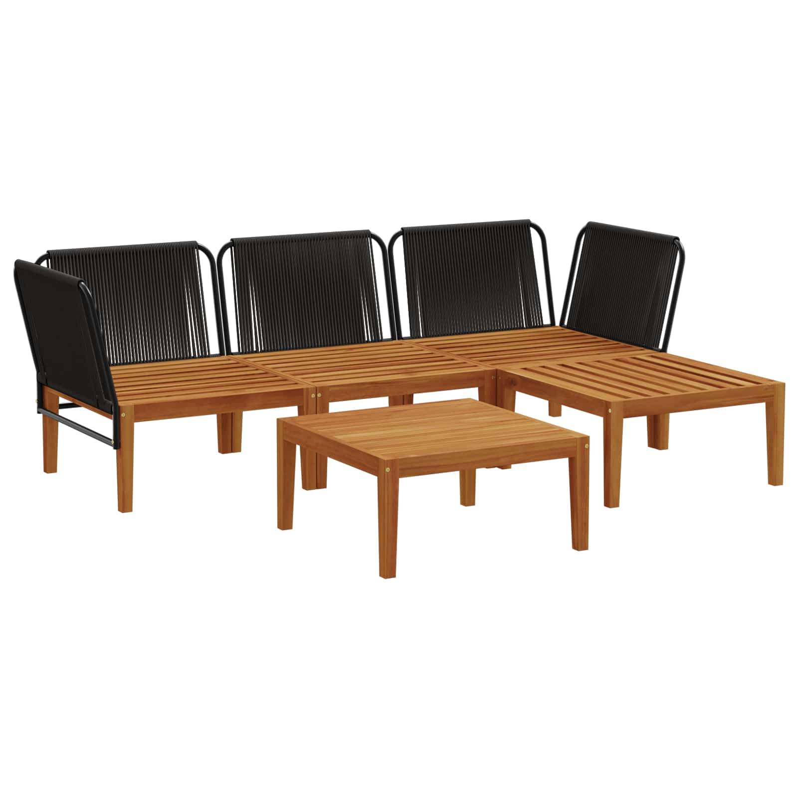 vidaXL 5 pcs Massives Akazienholz & Seil Natur