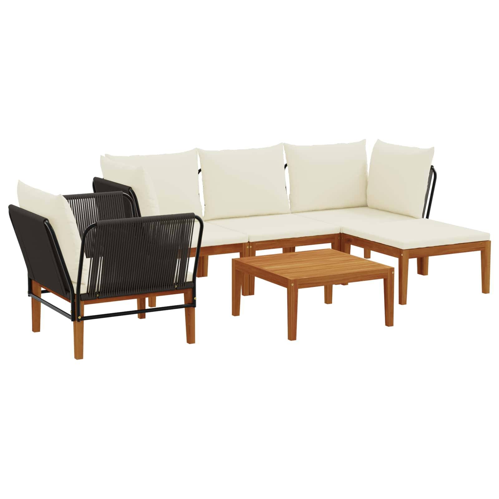 vidaXL 6 pcs Massives Akazienholz & Seil Natur
