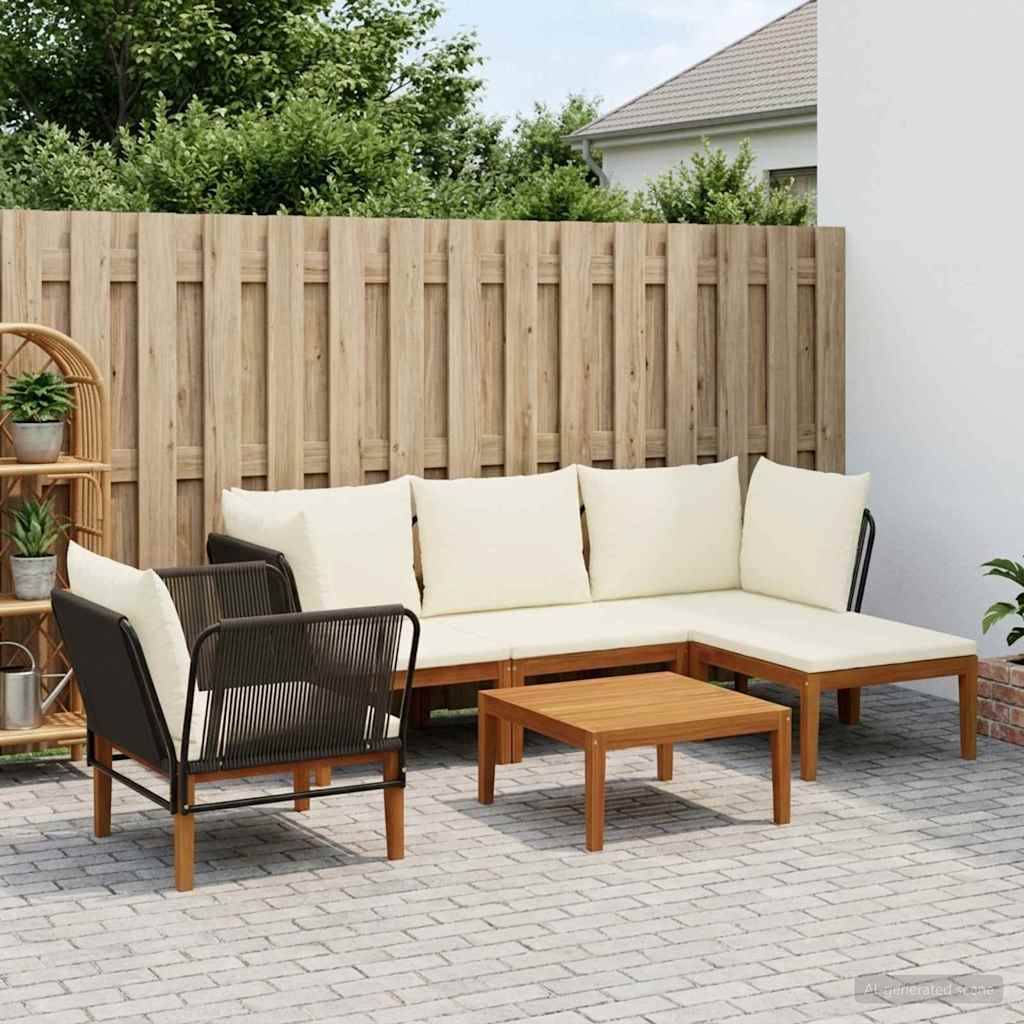 vidaXL 6 pcs Massives Akazienholz & Seil Natur