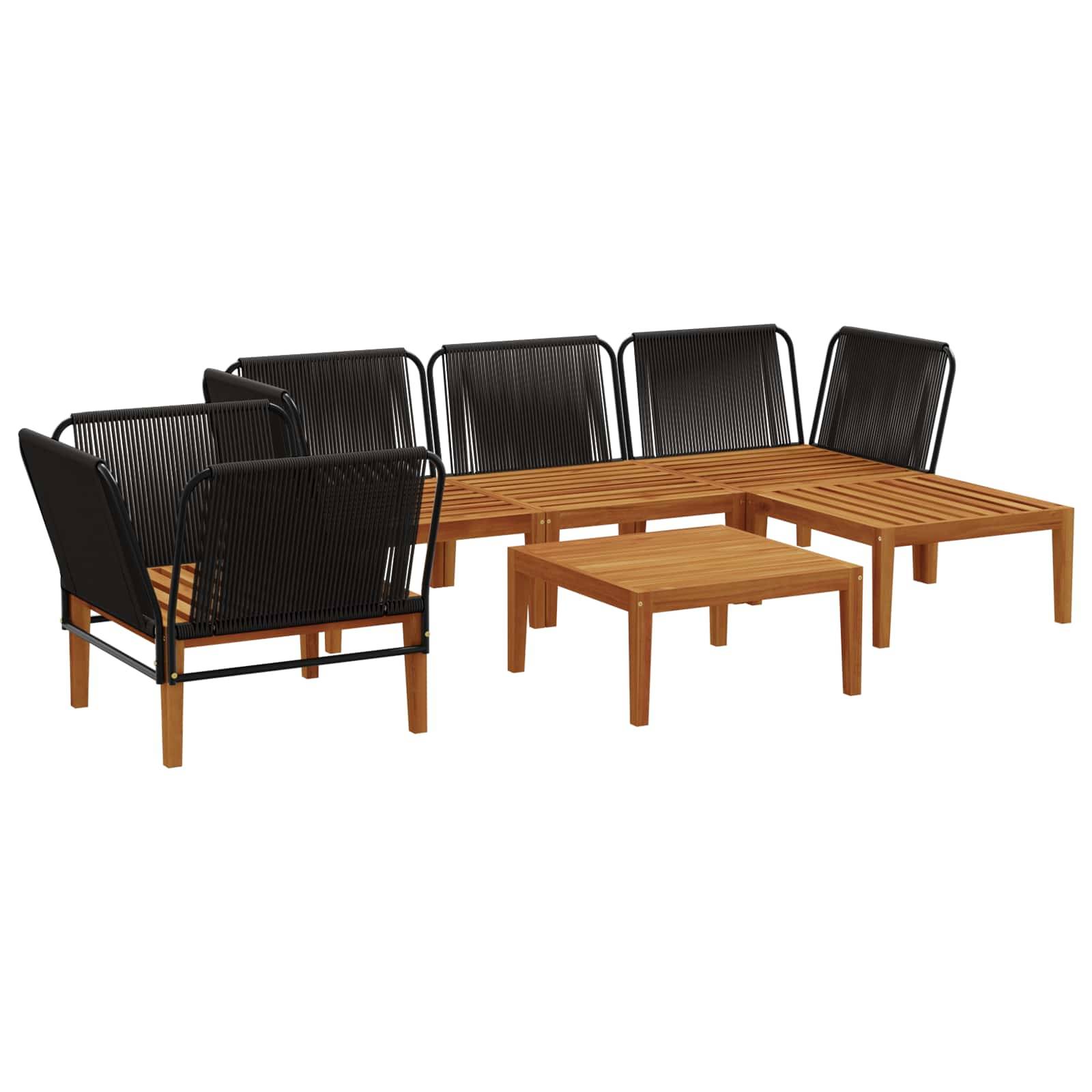 vidaXL 6 pcs Massives Akazienholz & Seil Natur