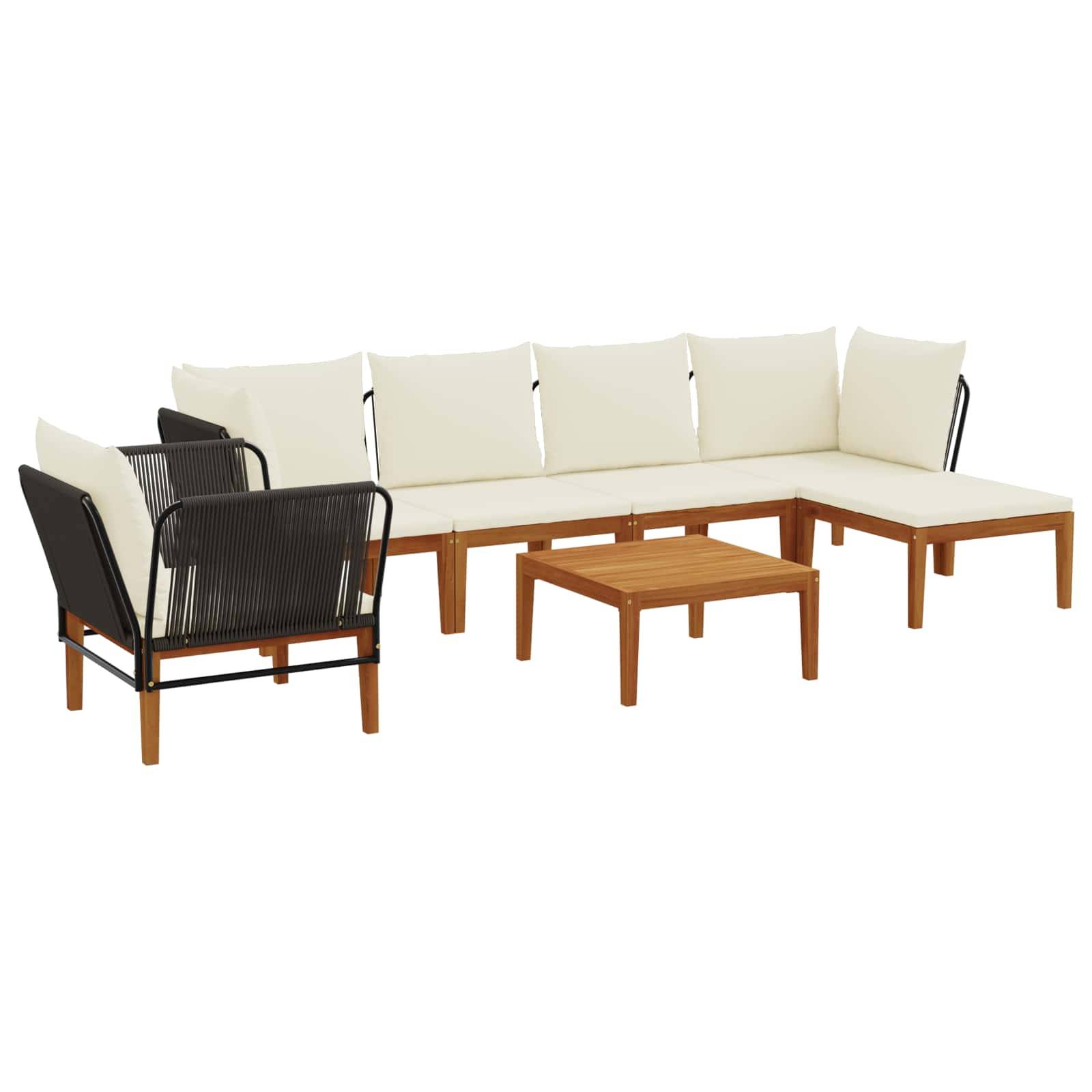 vidaXL 7 pcs Massives Akazienholz & Seil Natur