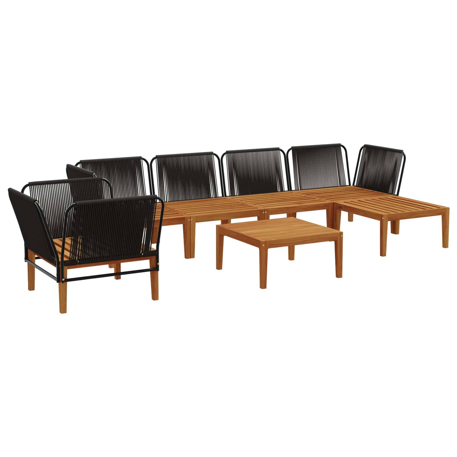 vidaXL 7 pcs Massives Akazienholz & Seil Natur