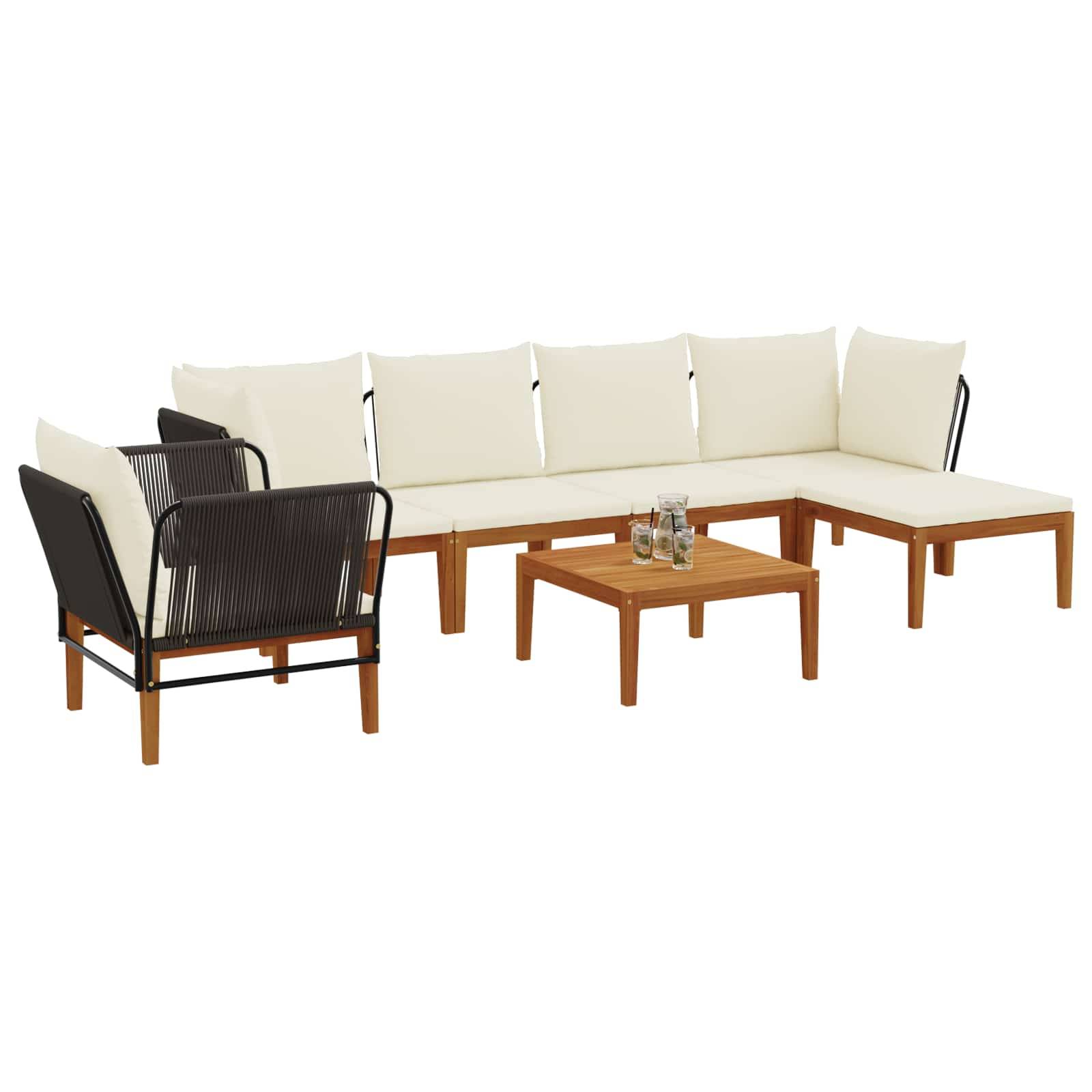 vidaXL 7 pcs Massives Akazienholz & Seil Natur
