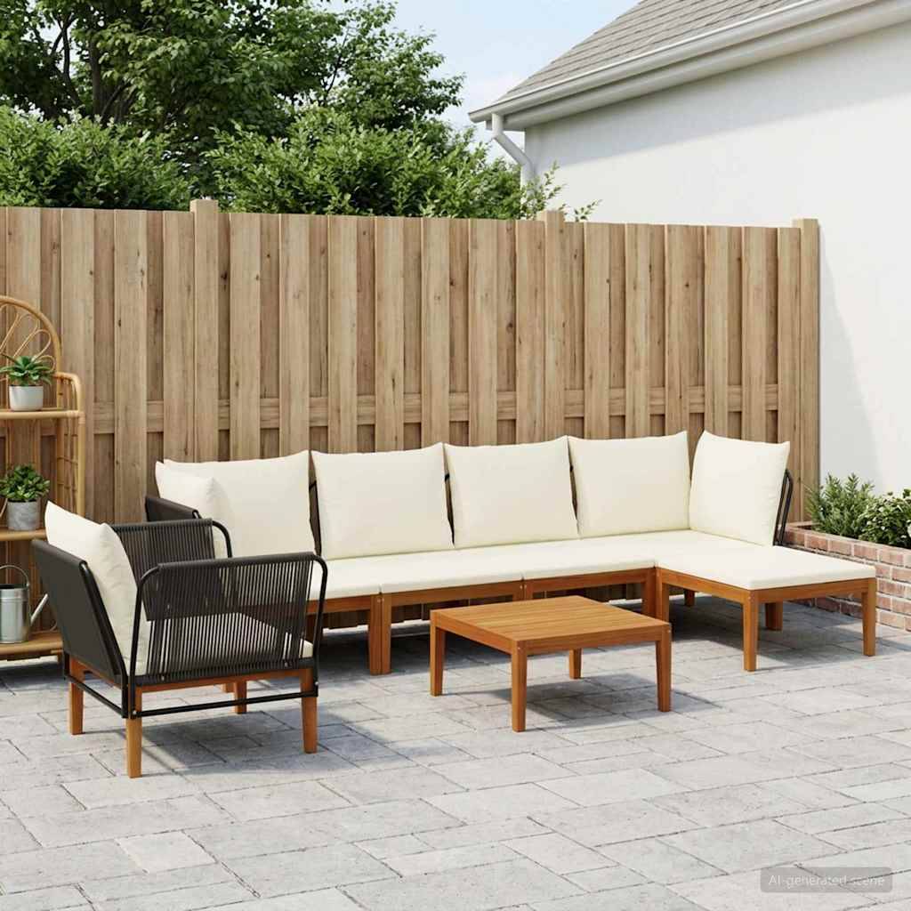 vidaXL 7 pcs Massives Akazienholz & Seil Natur