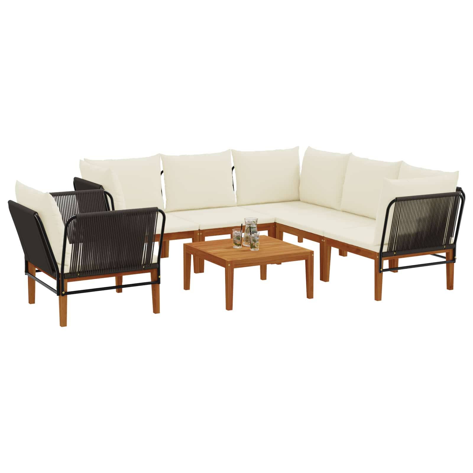vidaXL 7 pcs Massives Akazienholz & Seil Natur