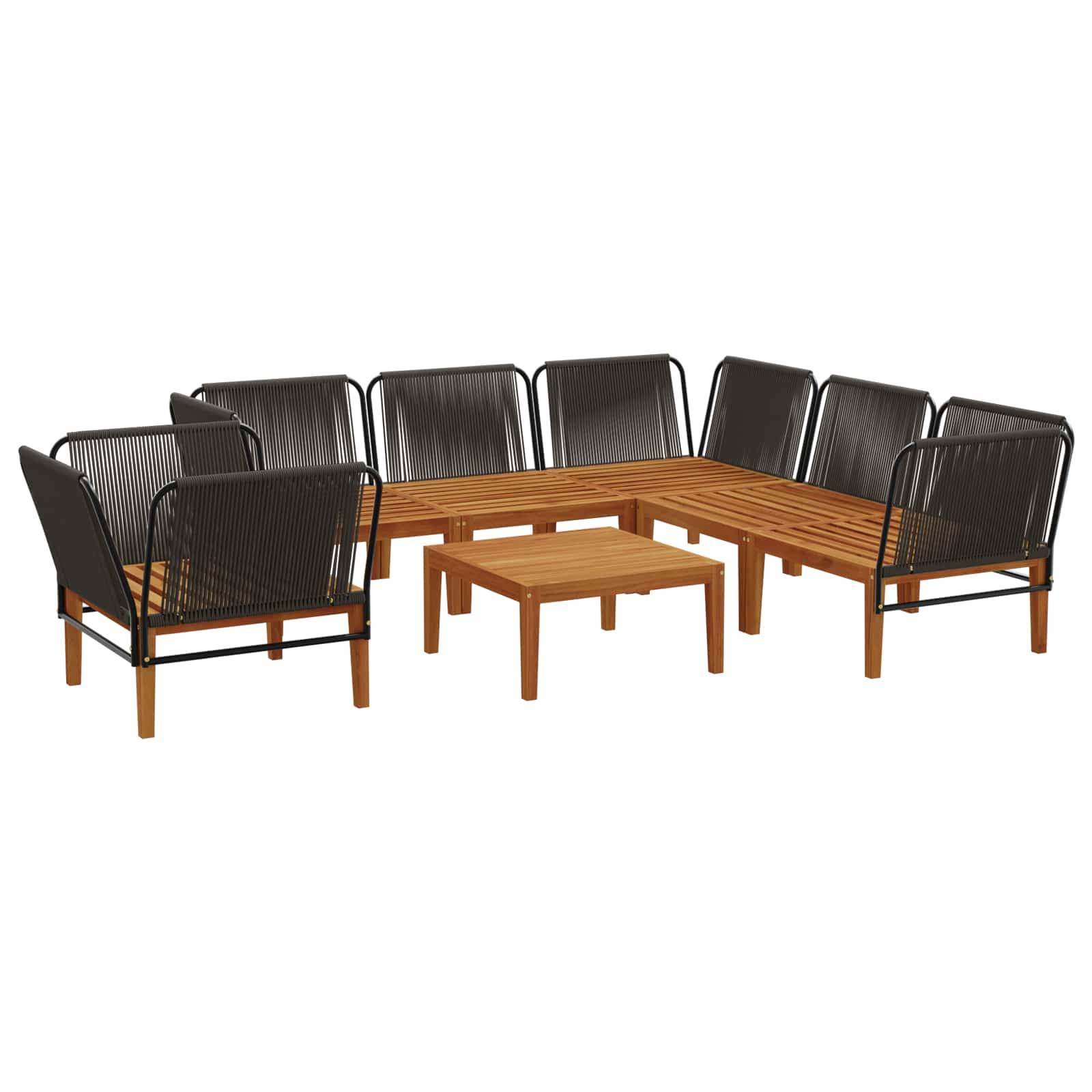 vidaXL 7 pcs Massives Akazienholz & Seil Natur
