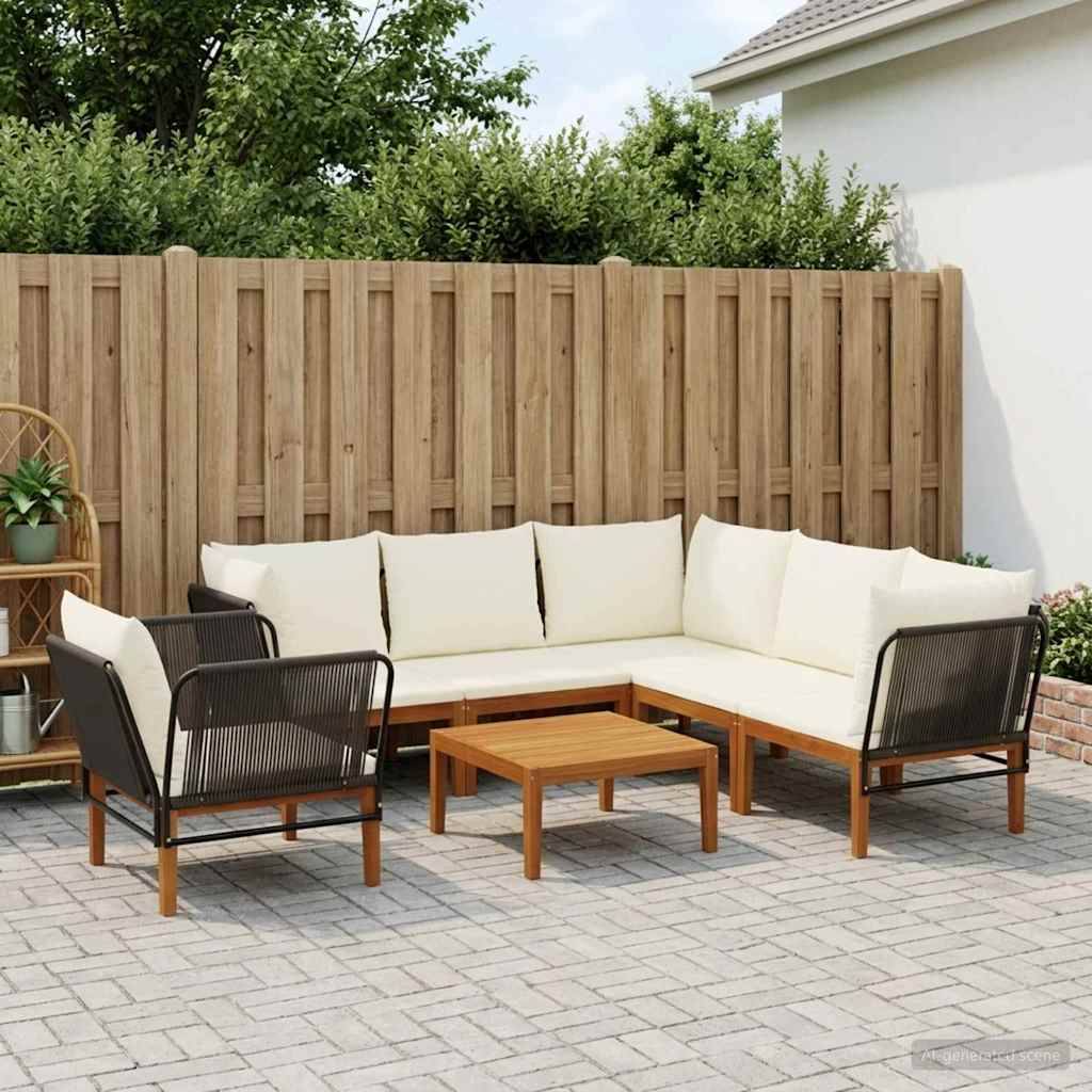 vidaXL 7 pcs Massives Akazienholz & Seil Natur