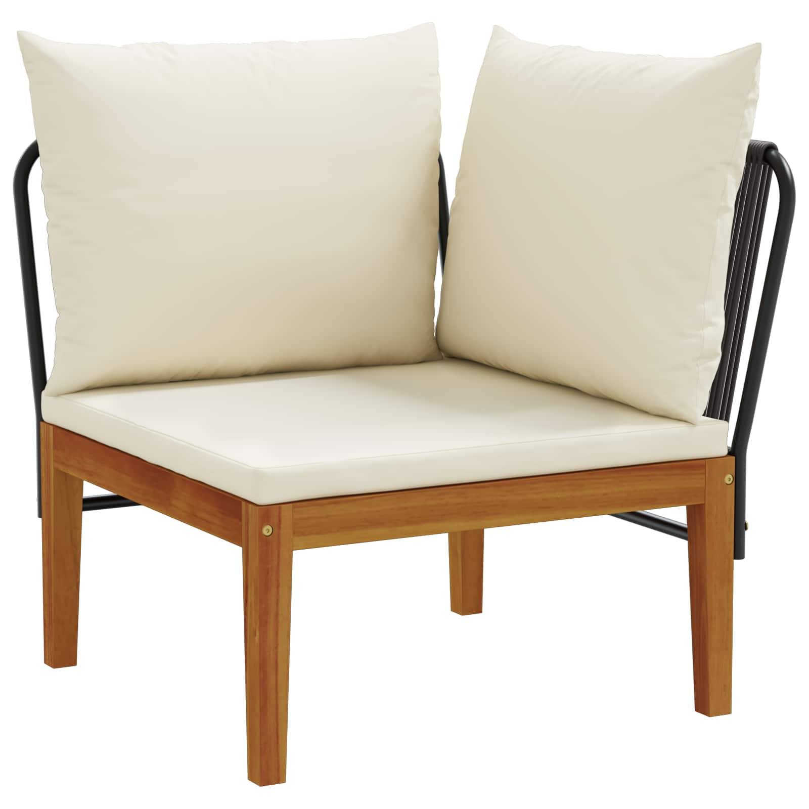 vidaXL Garten-Ecksofa mit Kissen Massives Akazienholz & Seil Natur