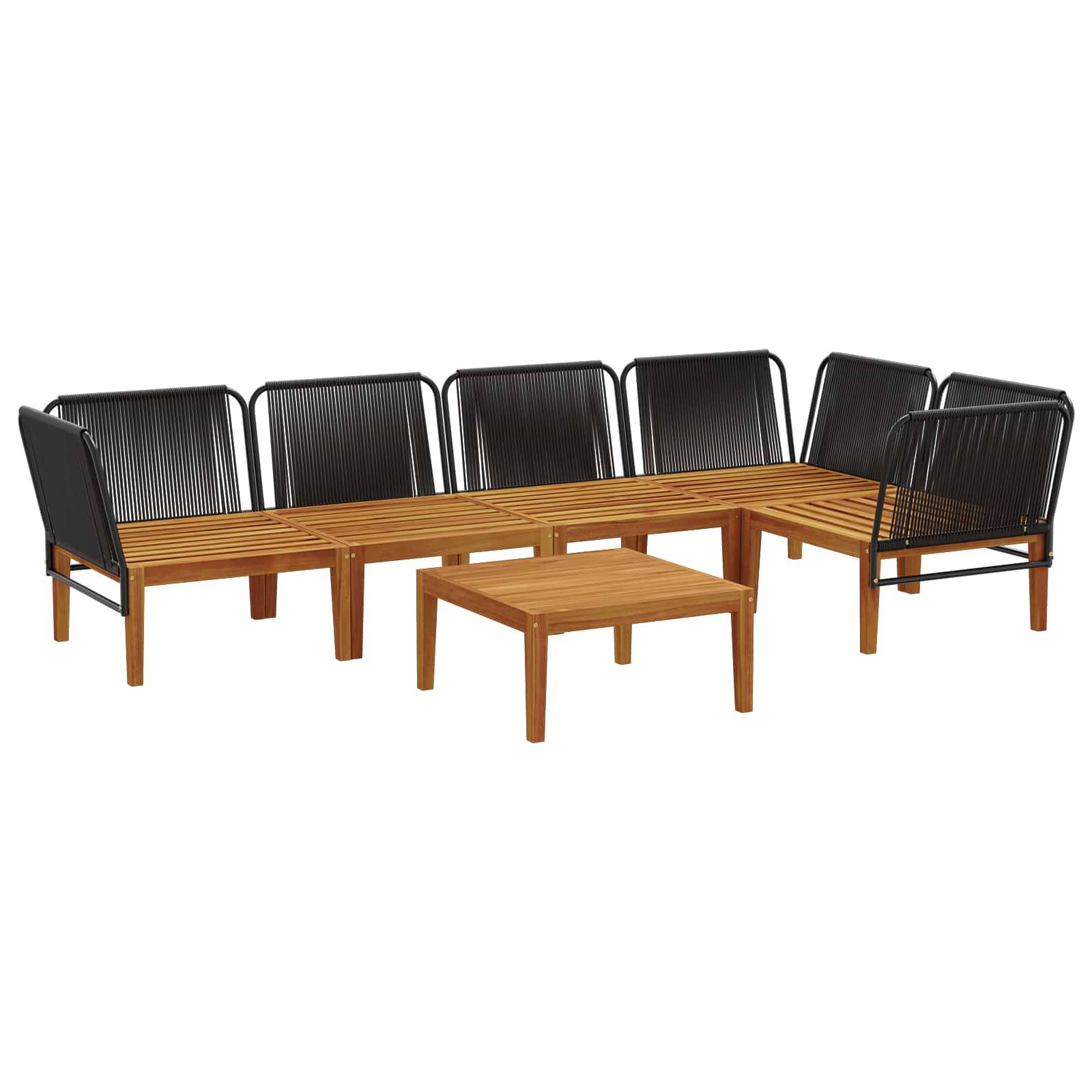 vidaXL 6 pcs Massives Akazienholz & Seil Natur
