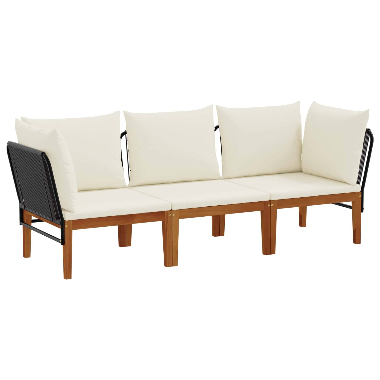 vidaXL 3 pcs Massives Akazienholz & Seil Natur
