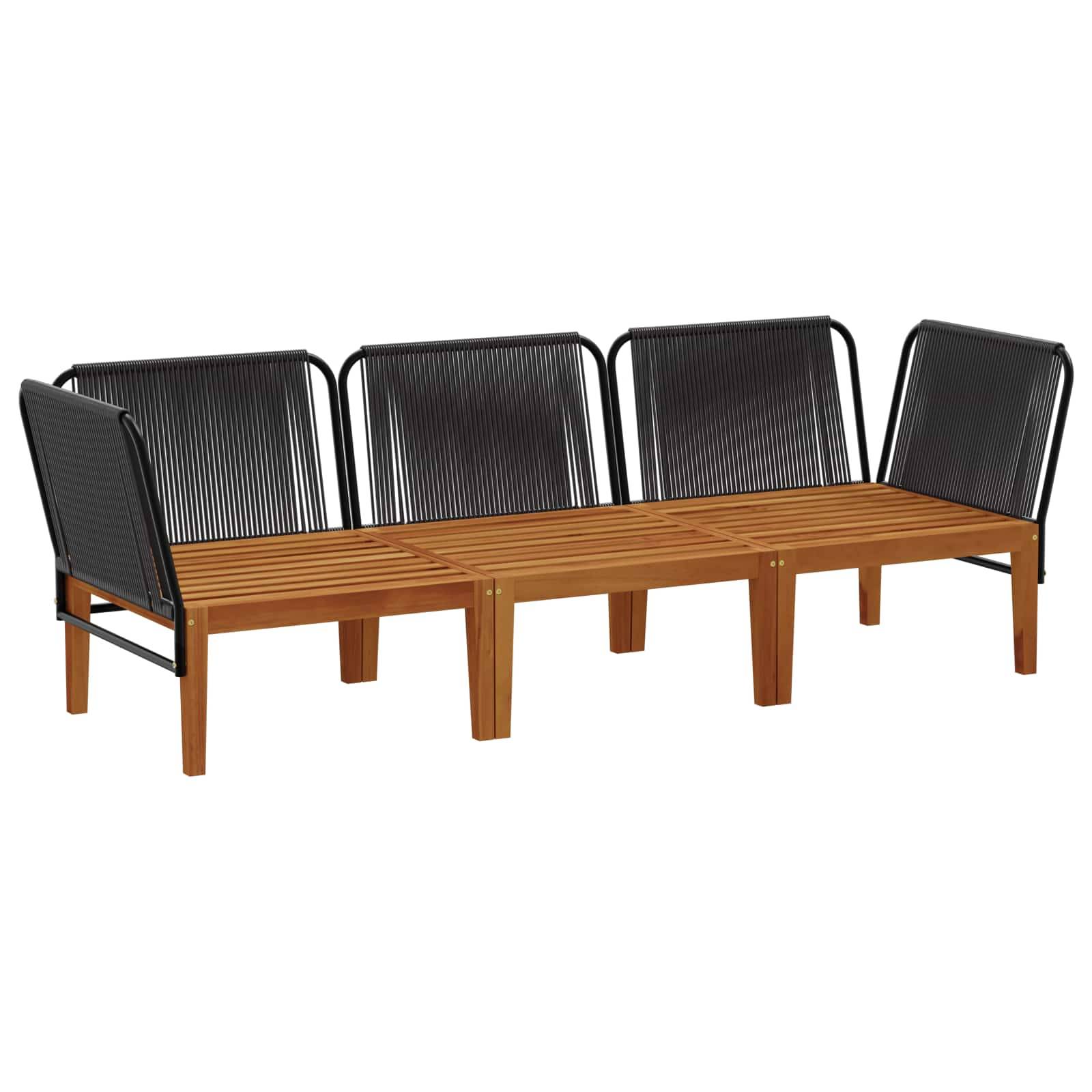 vidaXL 3 pcs Massives Akazienholz & Seil Natur