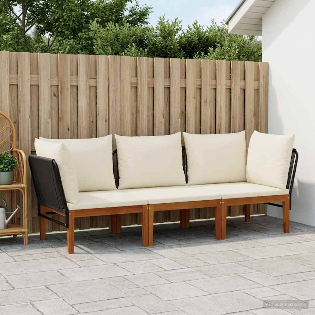 vidaXL 3 pcs Massives Akazienholz & Seil Natur