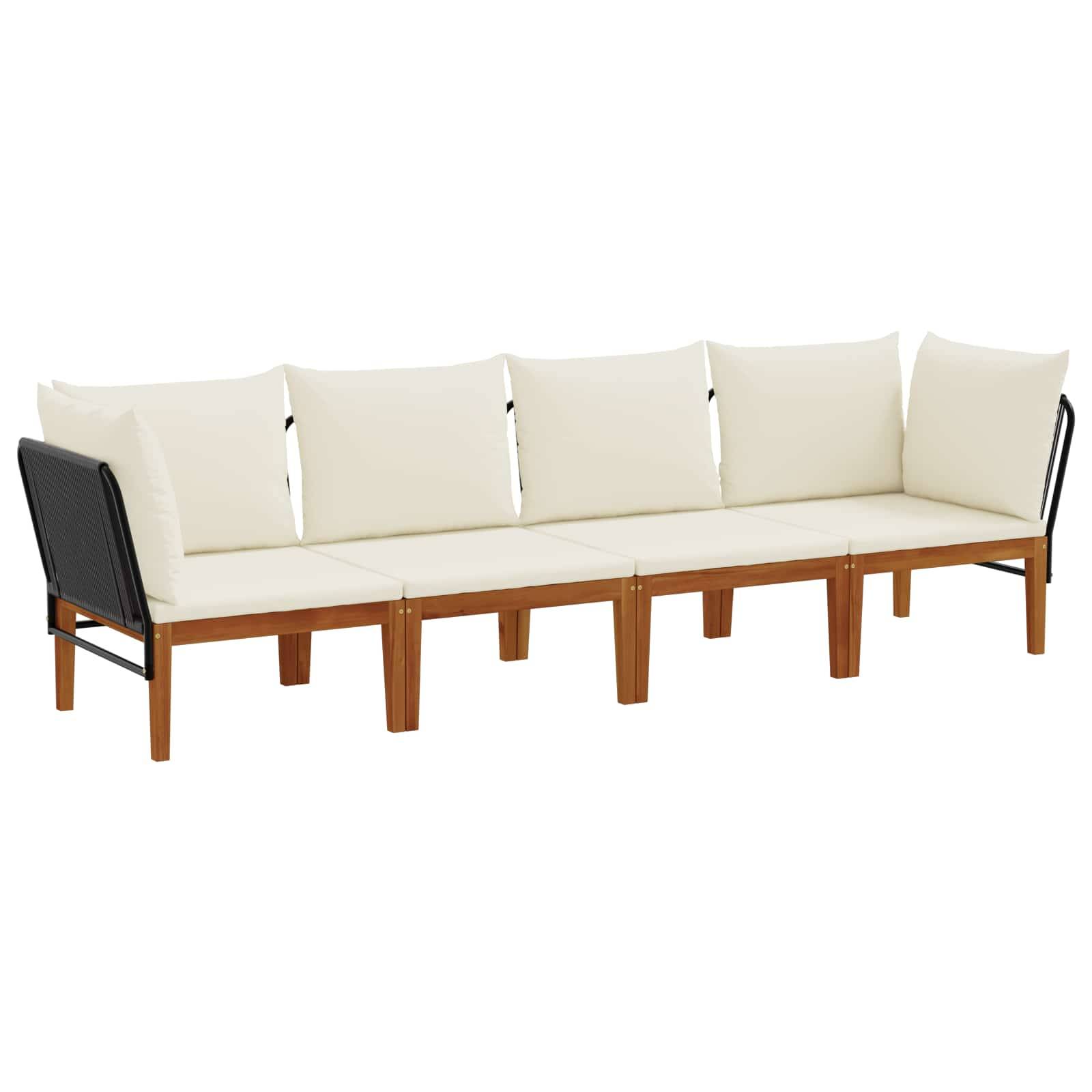 vidaXL 4 pcs Massives Akazienholz & Seil Natur