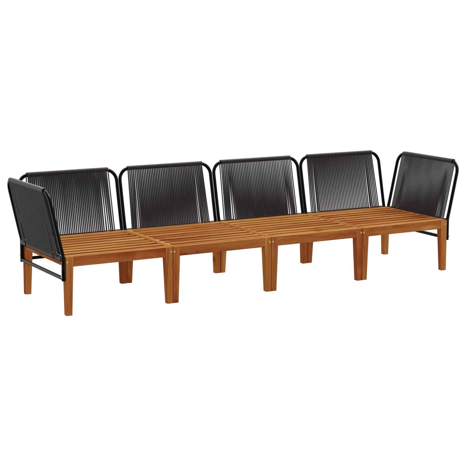 vidaXL 4 pcs Massives Akazienholz & Seil Natur