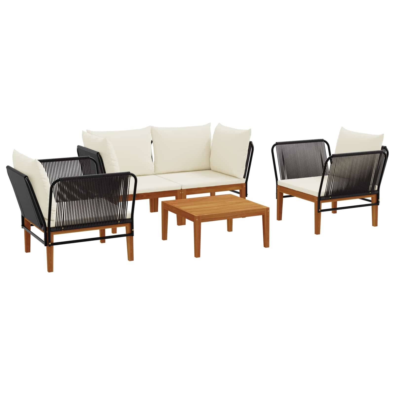 vidaXL 5 pcs Massives Akazienholz & Seil Natur