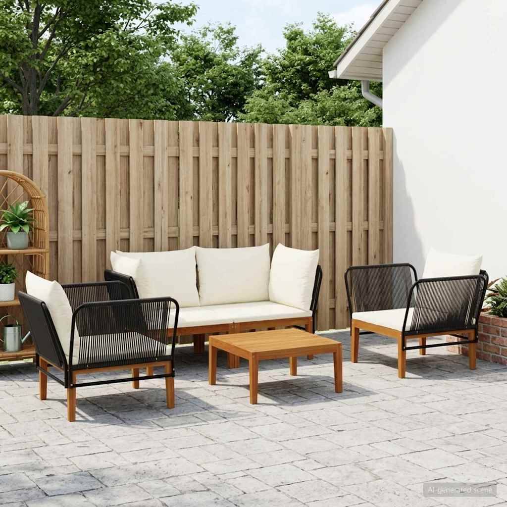 vidaXL 5 pcs Massives Akazienholz & Seil Natur