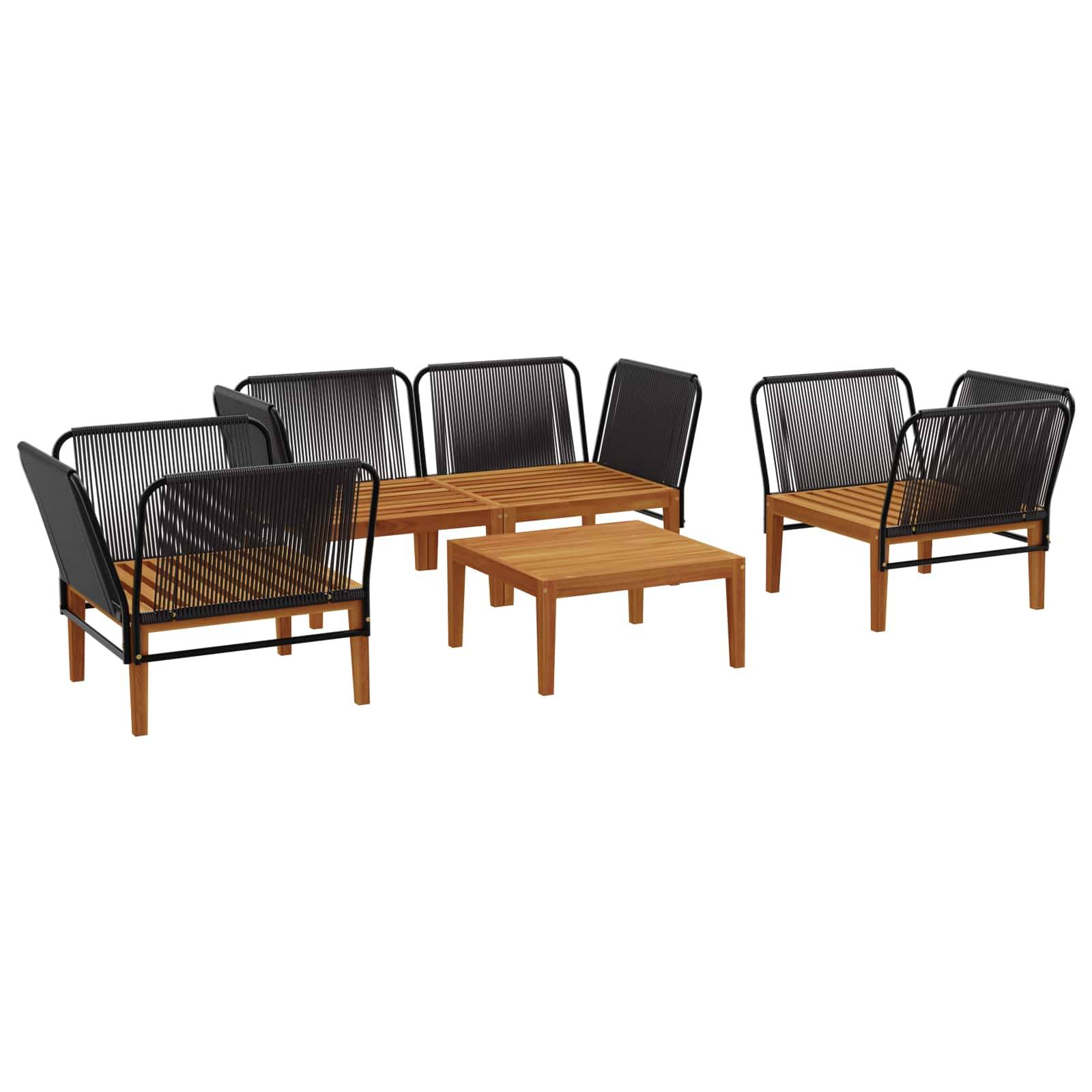 vidaXL 5 pcs Massives Akazienholz & Seil Natur