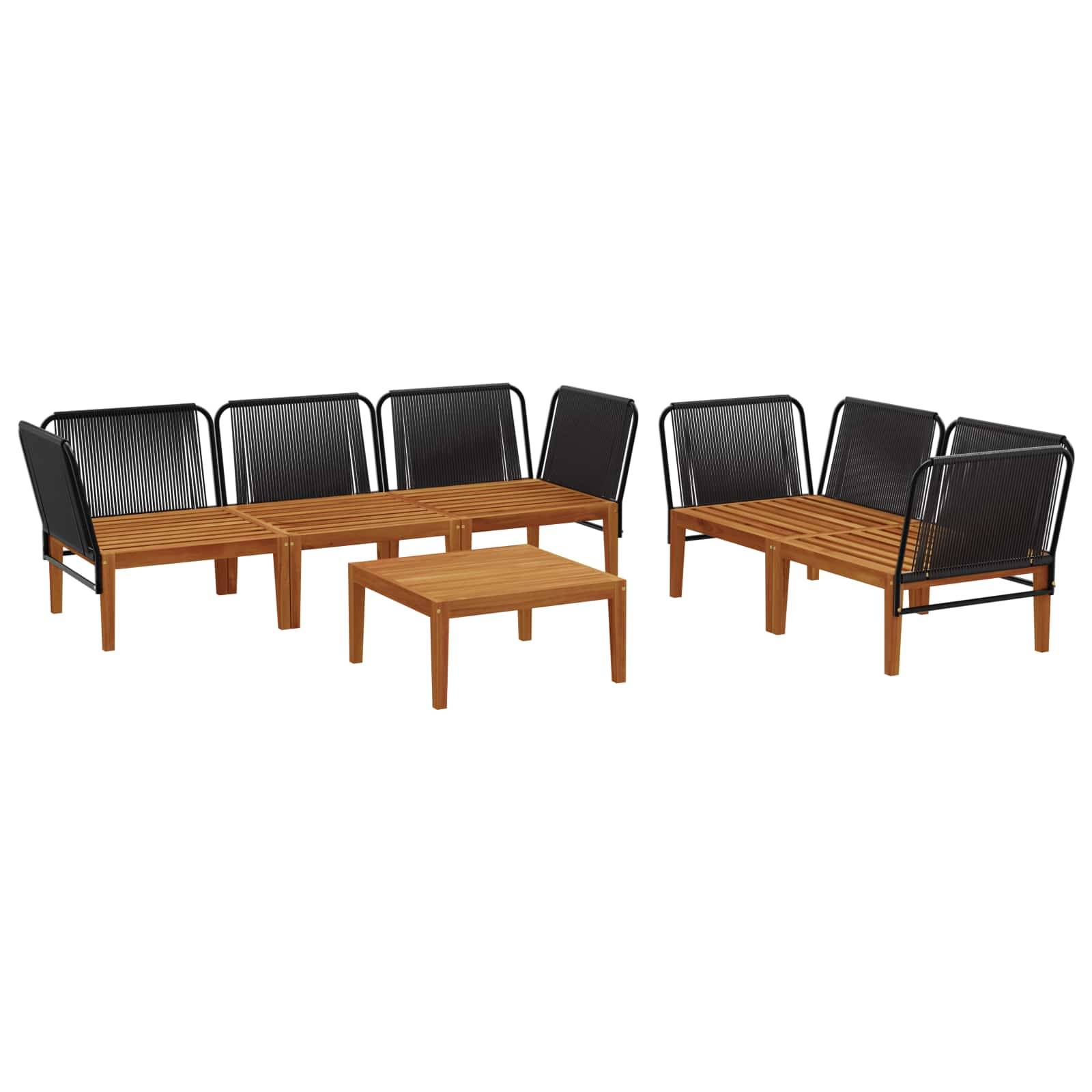 vidaXL 6 pcs Massives Akazienholz & Seil Natur