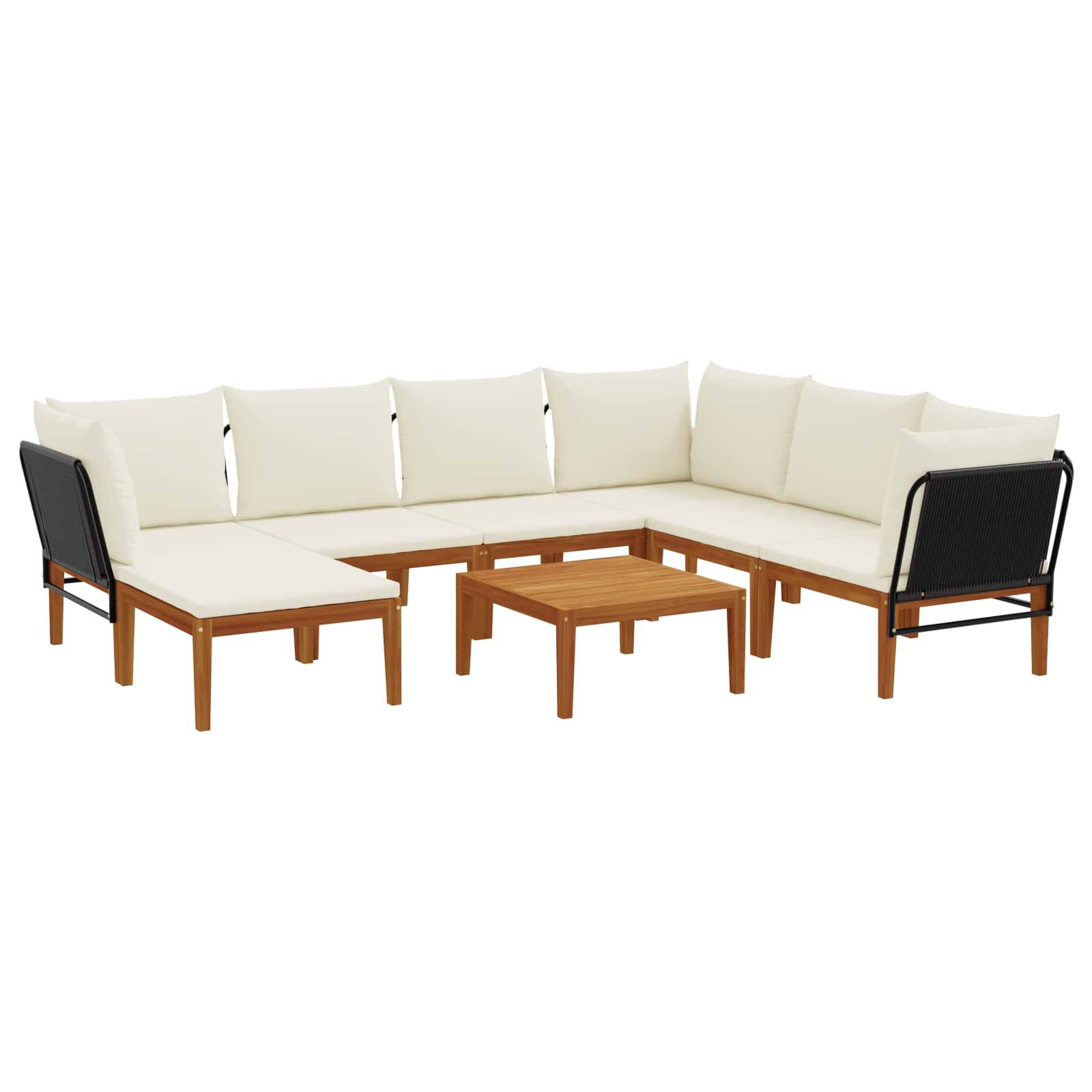 vidaXL 8 pcs Massives Akazienholz & Seil Natur