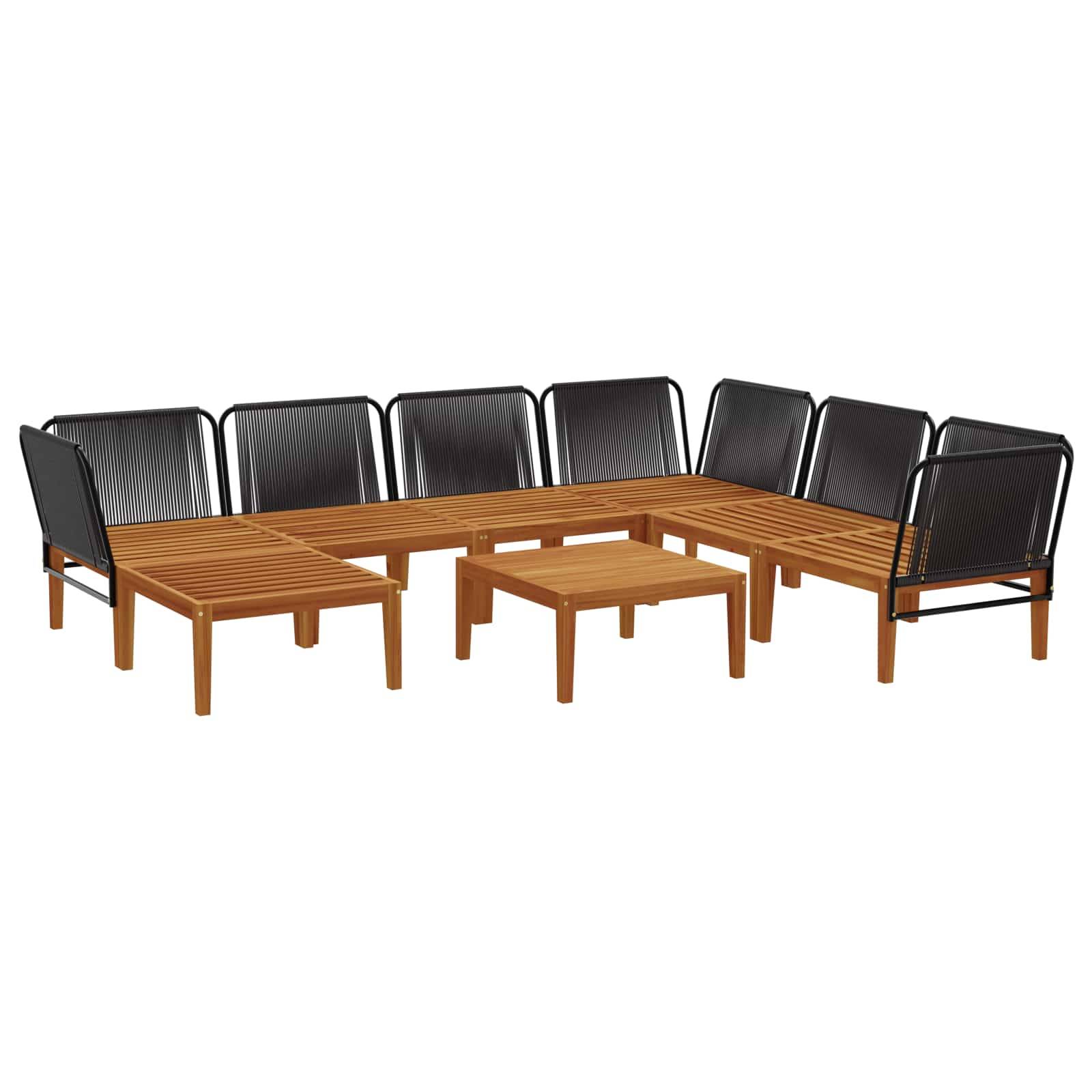 vidaXL 8 pcs Massives Akazienholz & Seil Natur