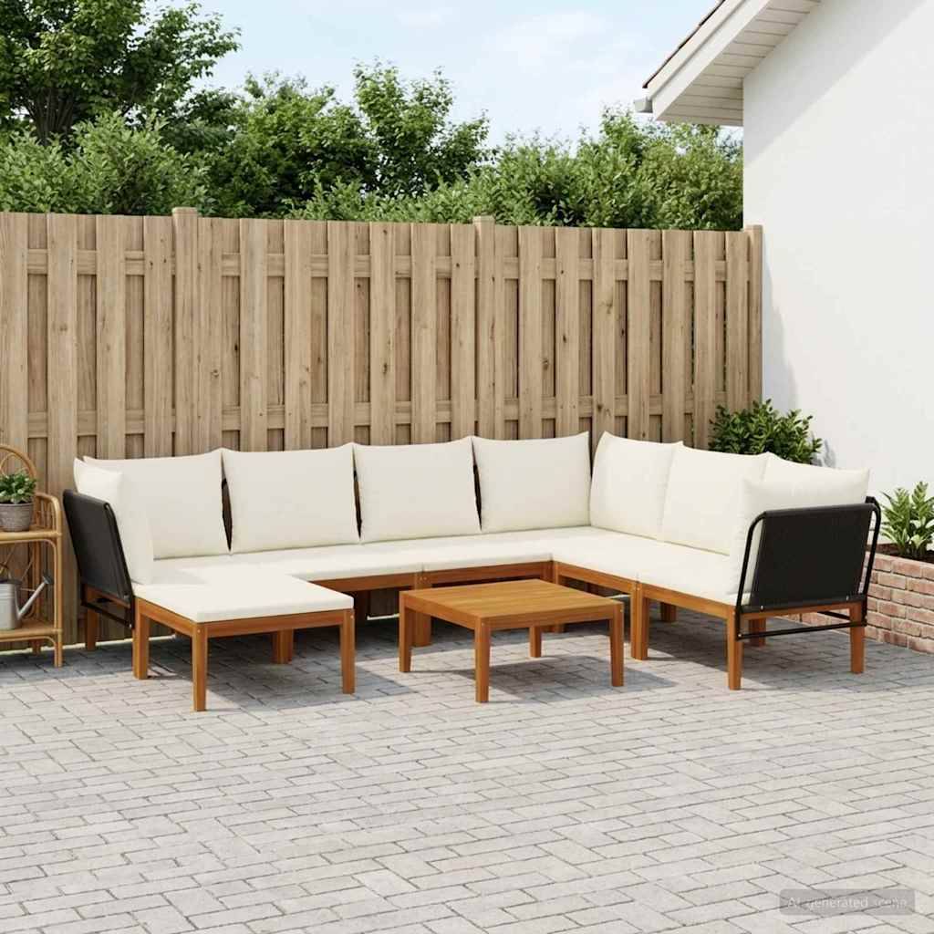 vidaXL 8 pcs Massives Akazienholz & Seil Natur
