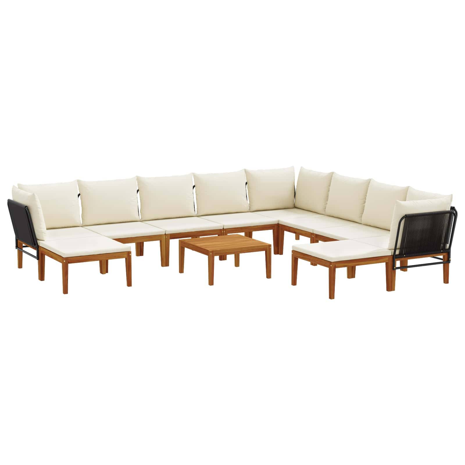 vidaXL 11 pcs Massives Akazienholz & Seil Natur
