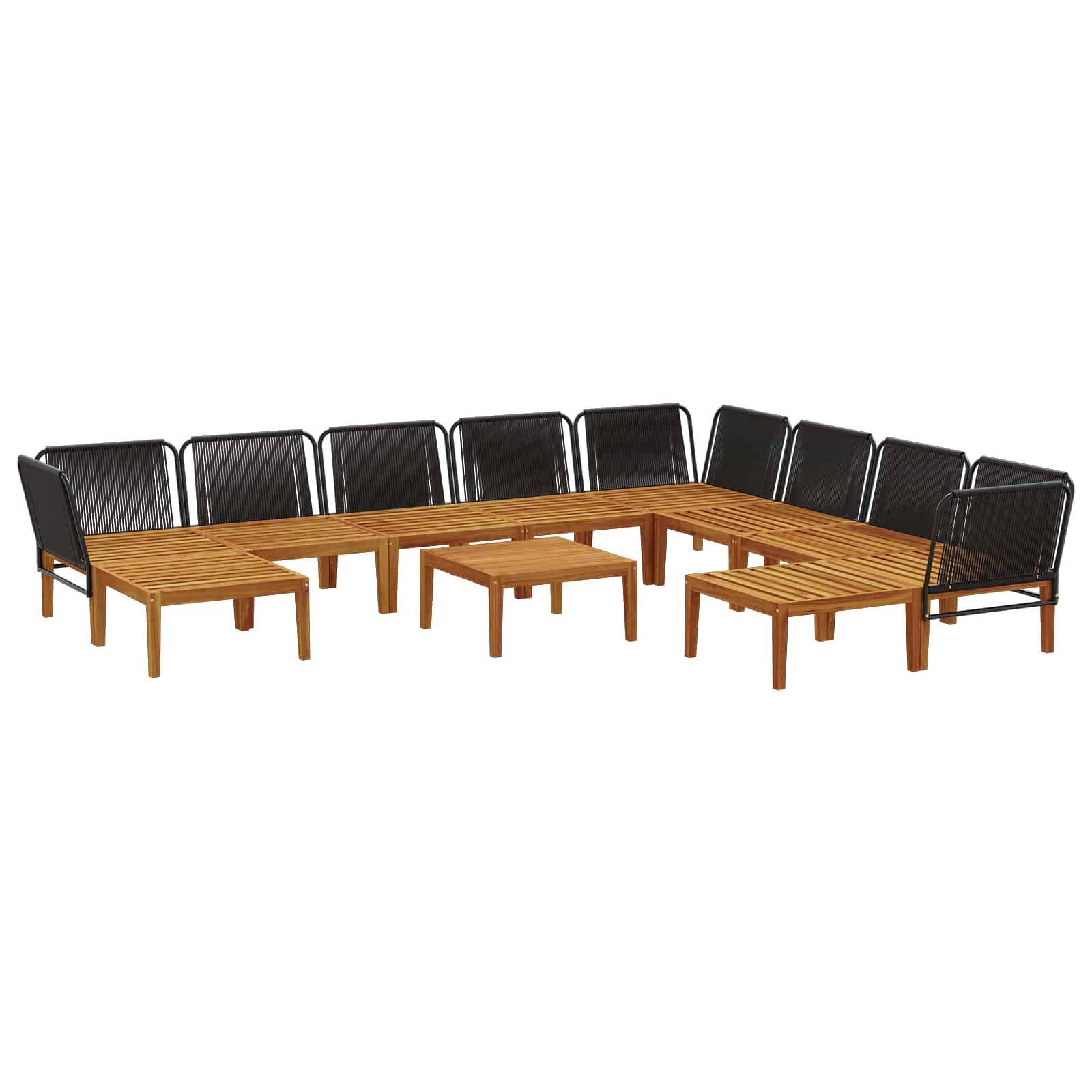 vidaXL 11 pcs Massives Akazienholz & Seil Natur