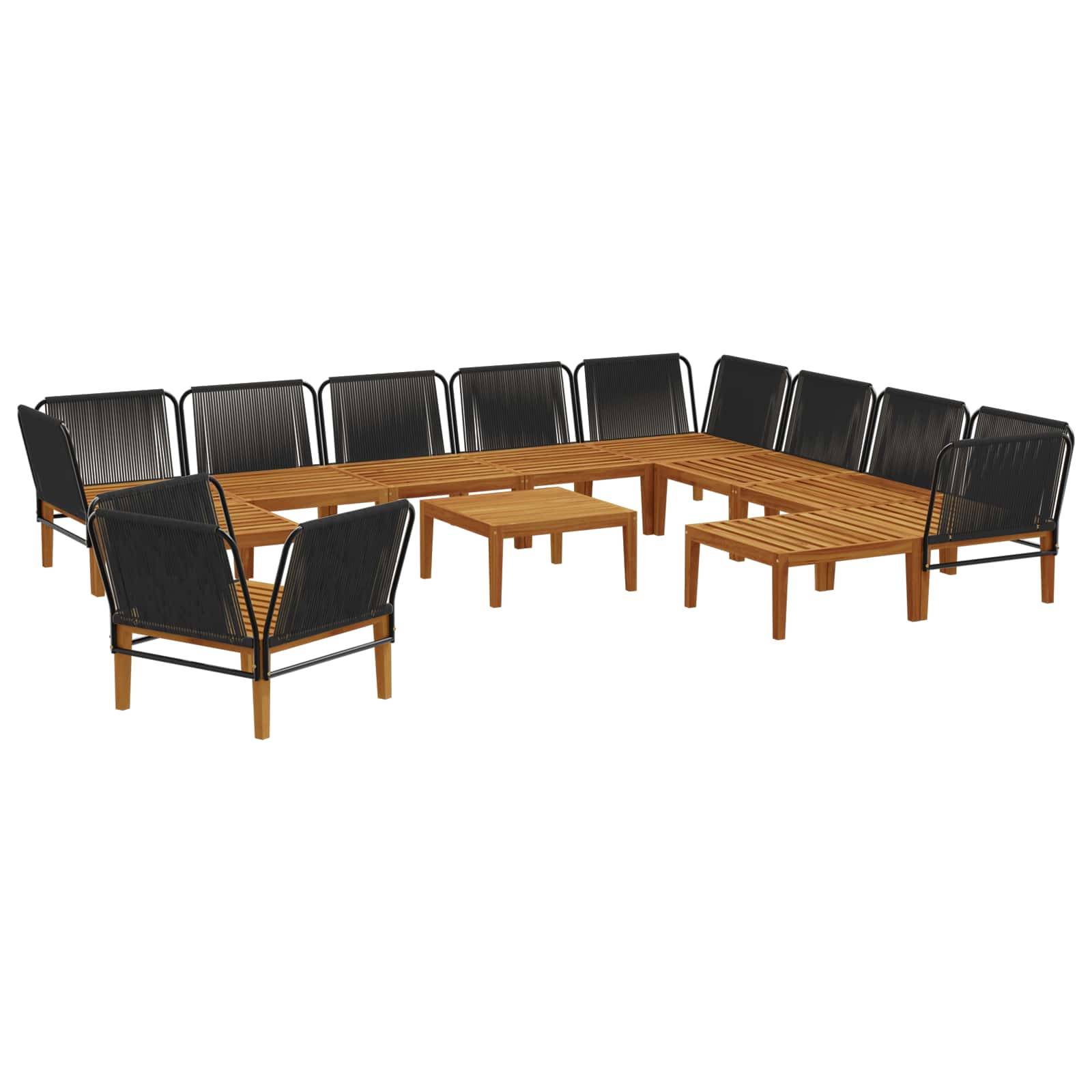 vidaXL 12 pcs Massives Akazienholz & Seil Natur